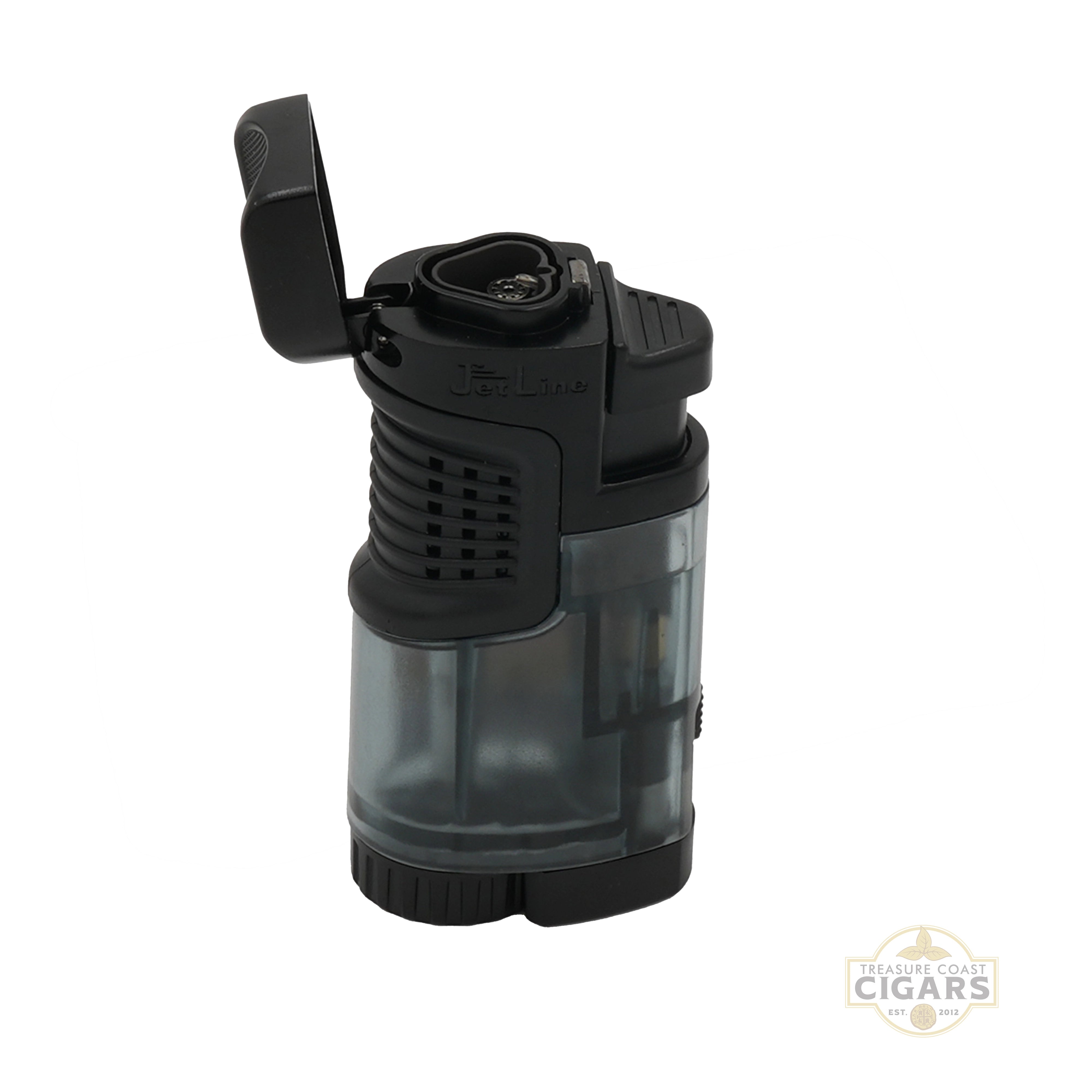Black and transparent lighter on a white background