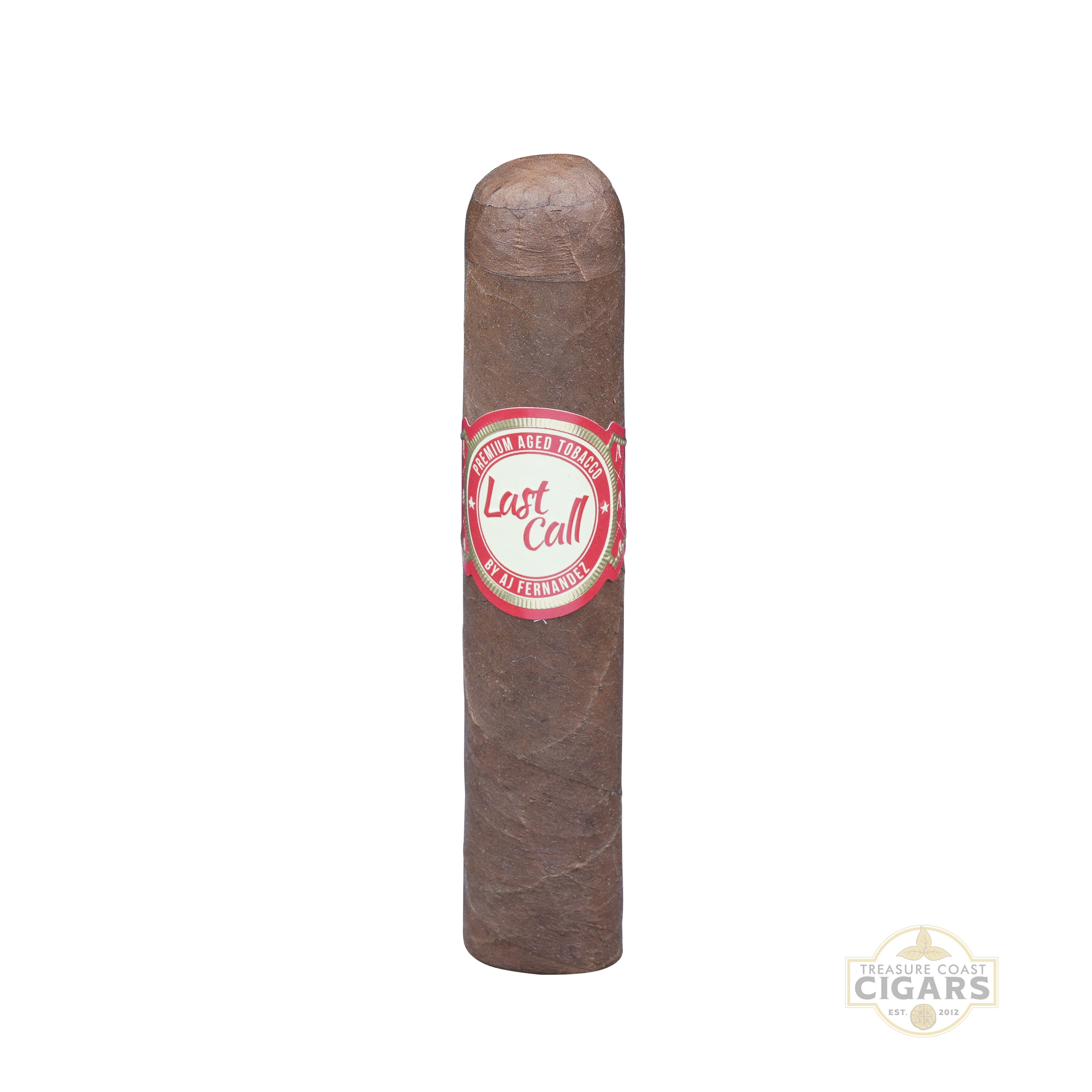 Cigar with a red label on a white background