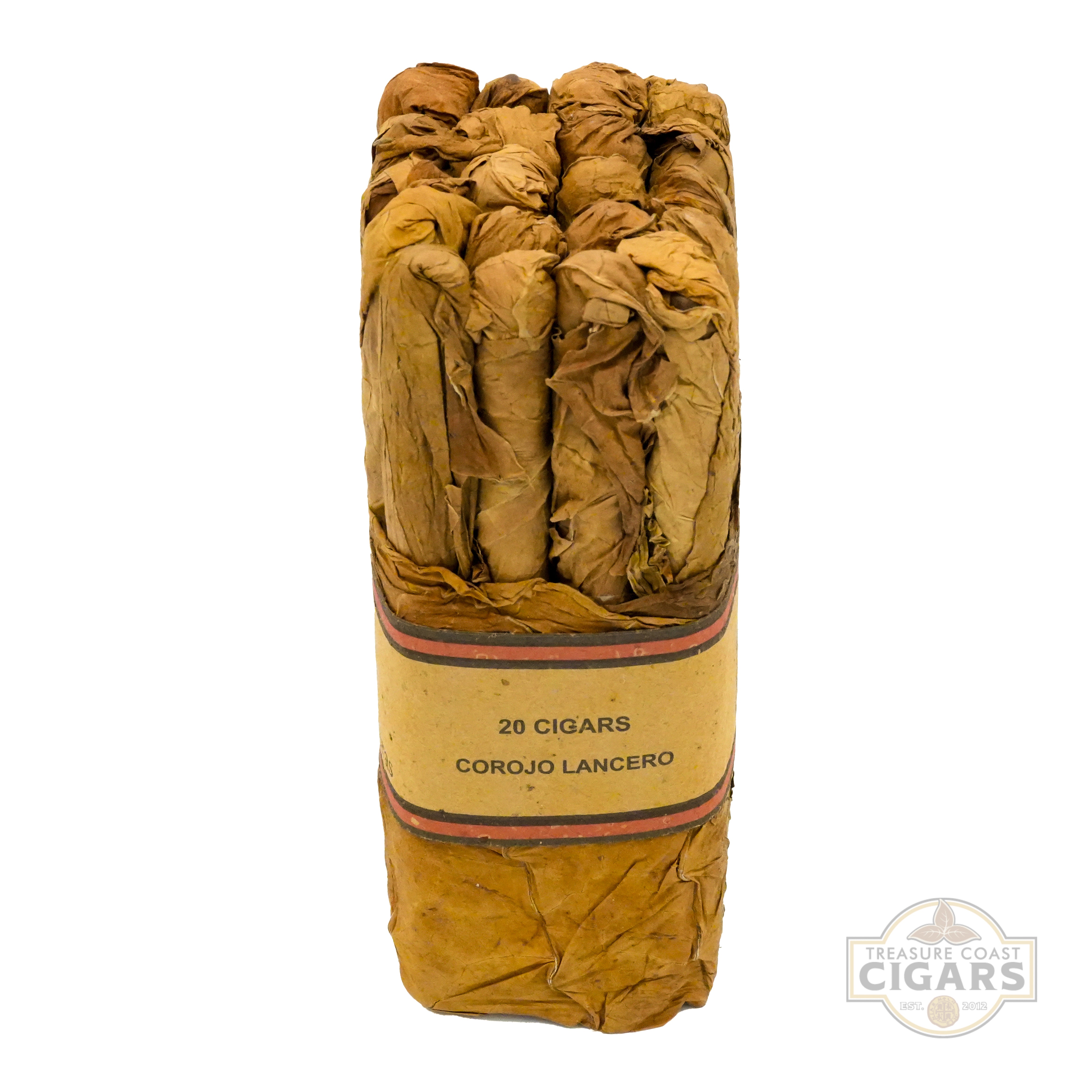 Pack of Corojo Lancero cigars with visible branding on a white background