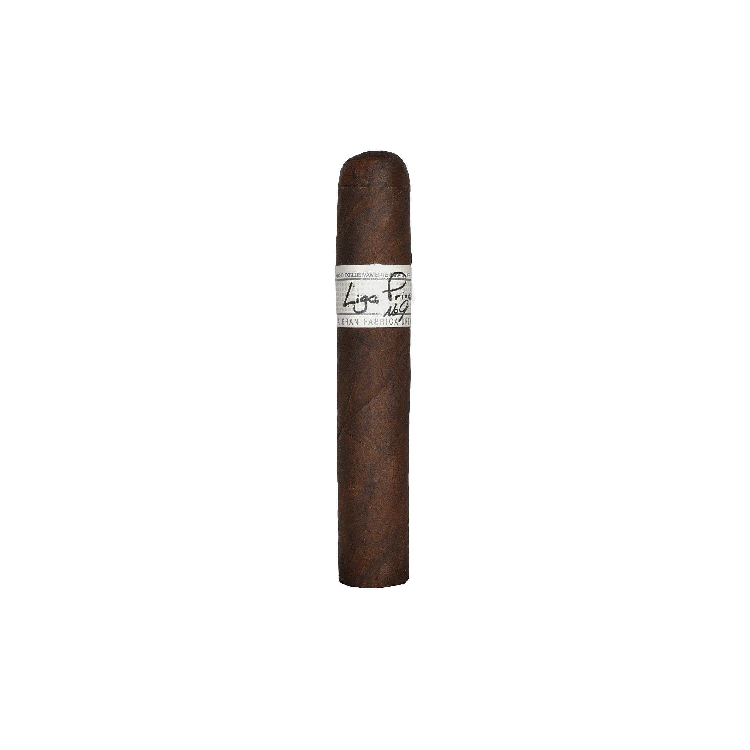 Cigar with a label on a white background