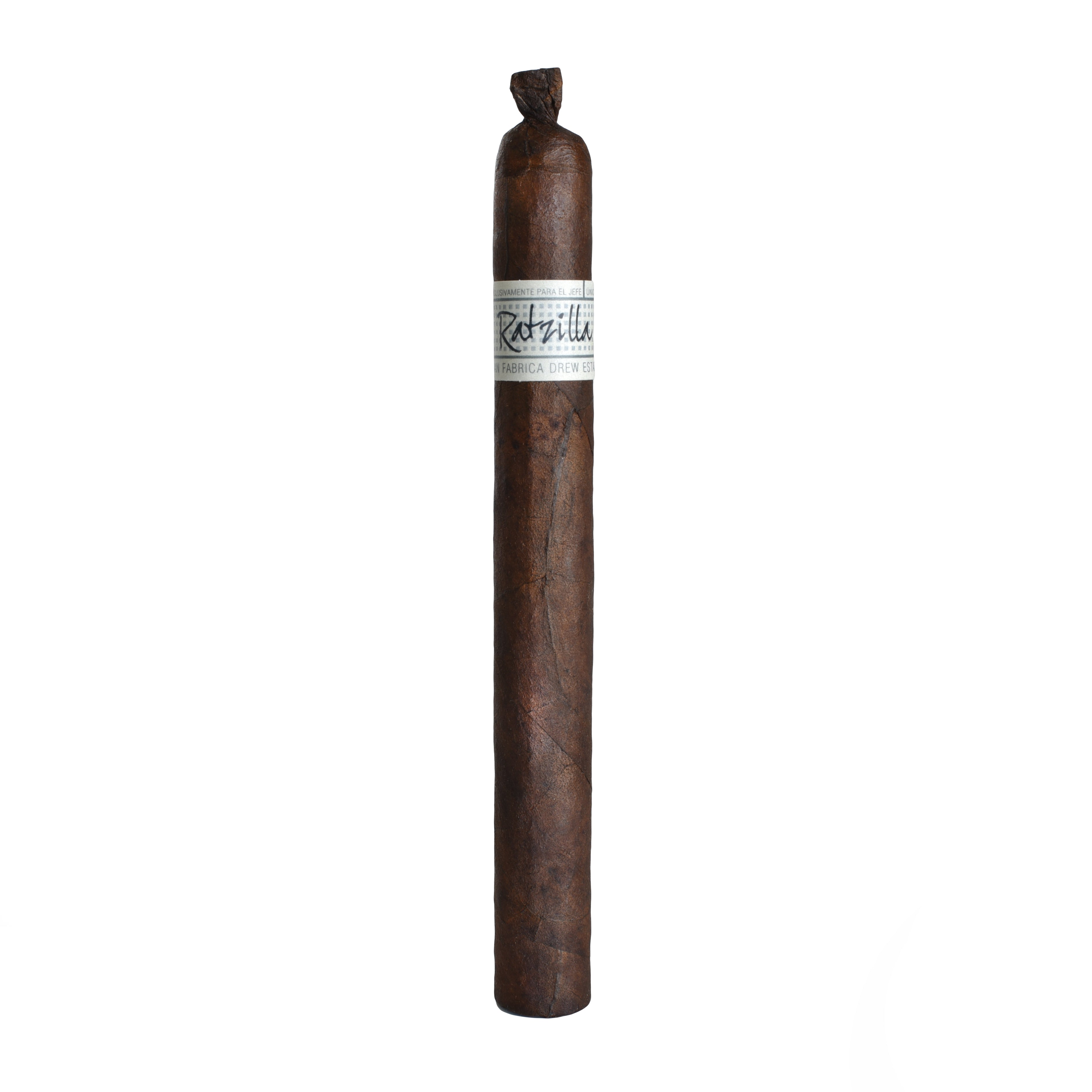 Cigar with a label on a white background