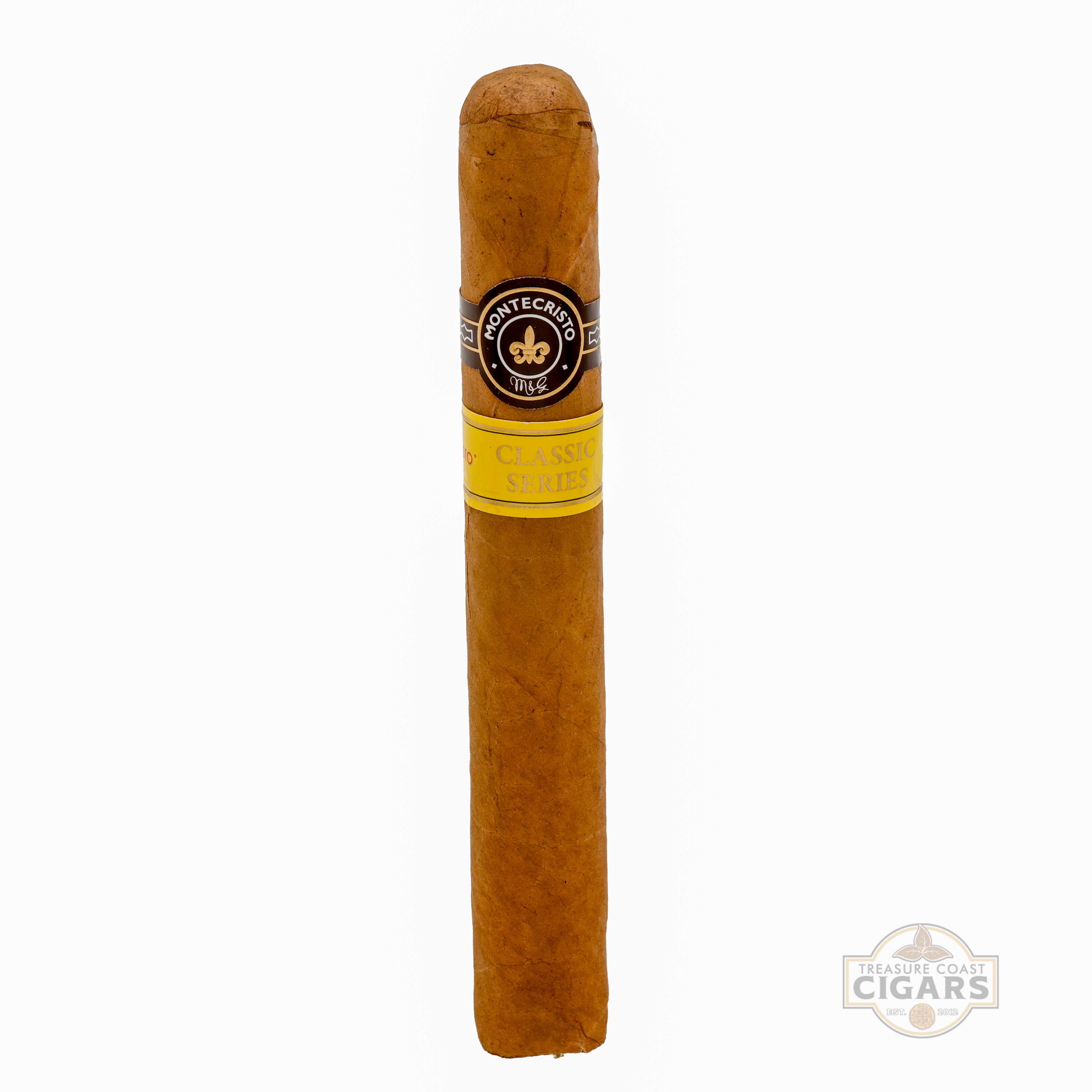 Cigar with a visible brand logo on a white background
