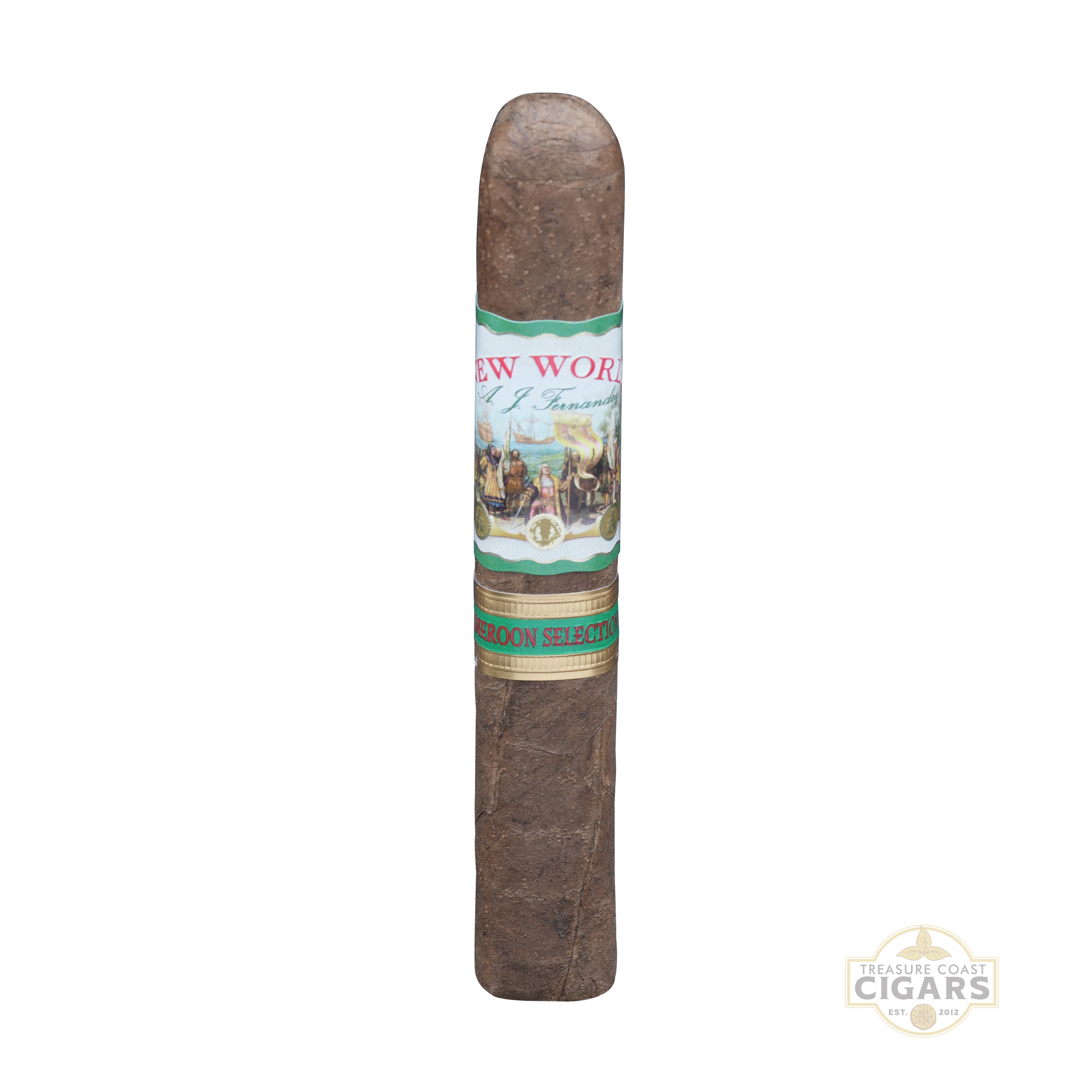 Cigar with 'New World' label on a white background