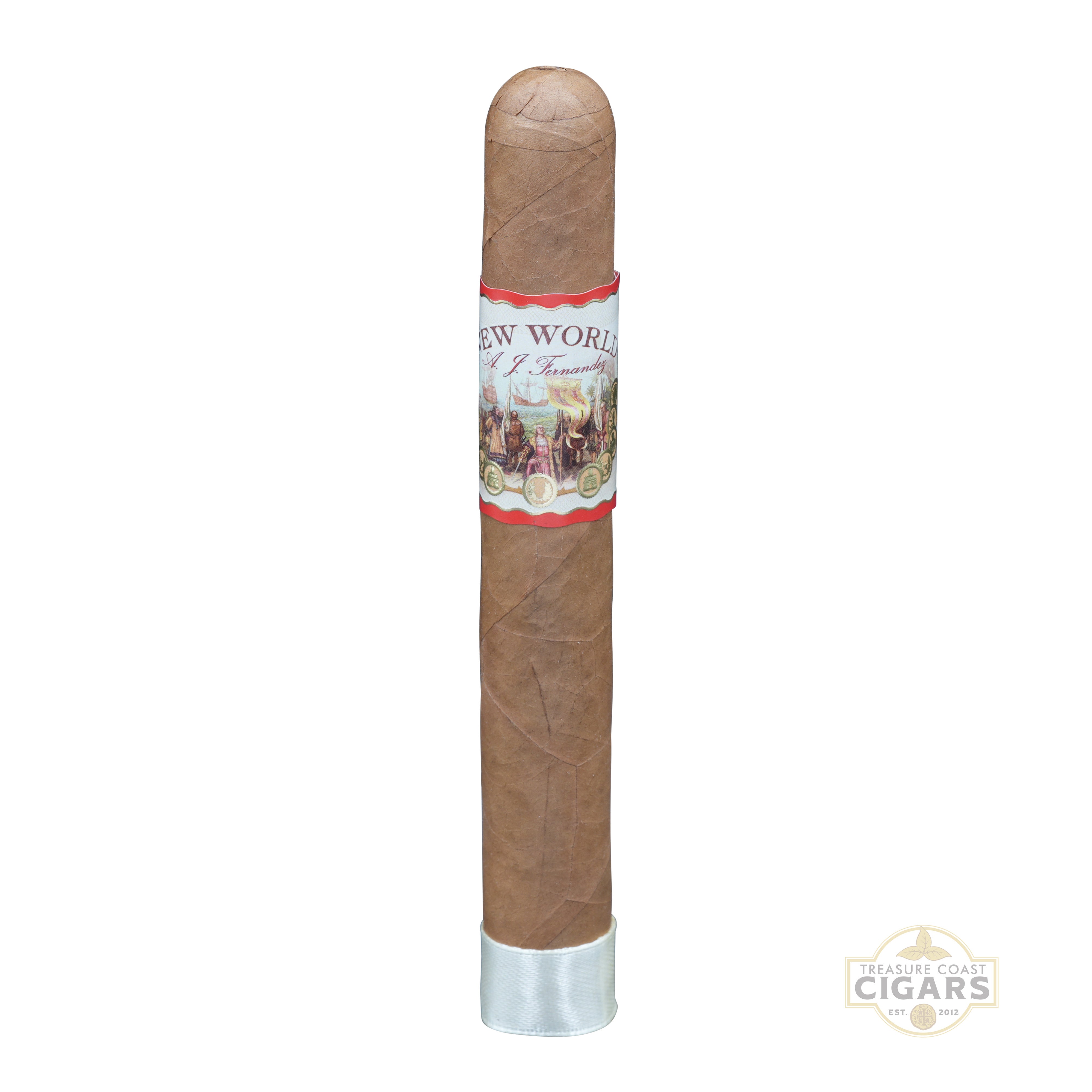 Cigar with a label on a white background