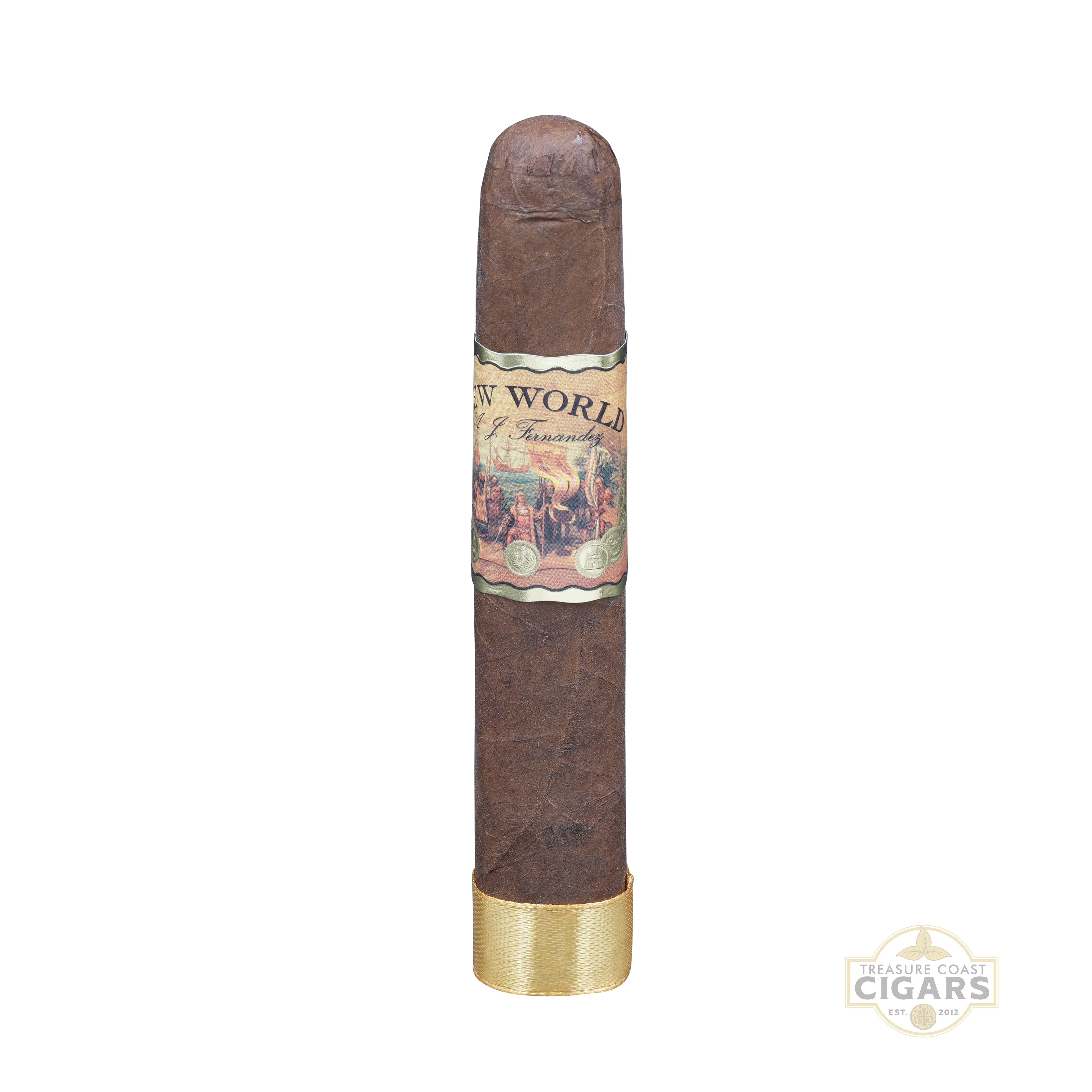 Cigar with a visible label on a white background