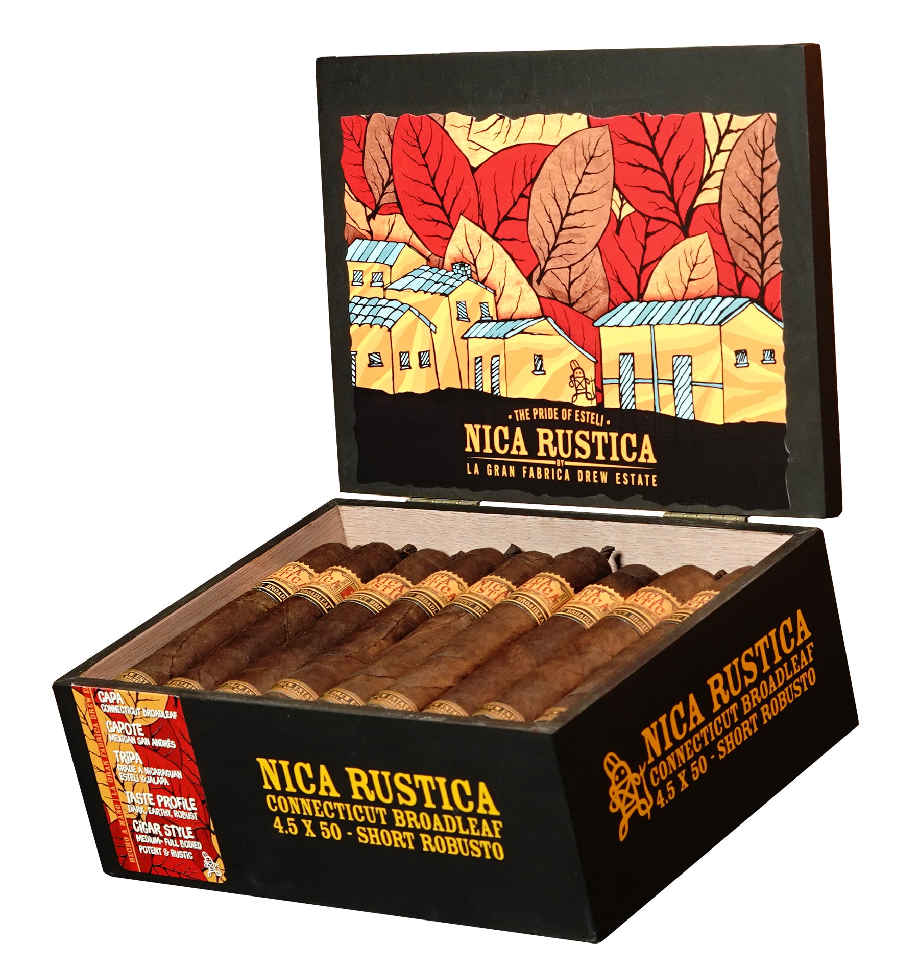 Box of Nica Rustica cigars with colorful label