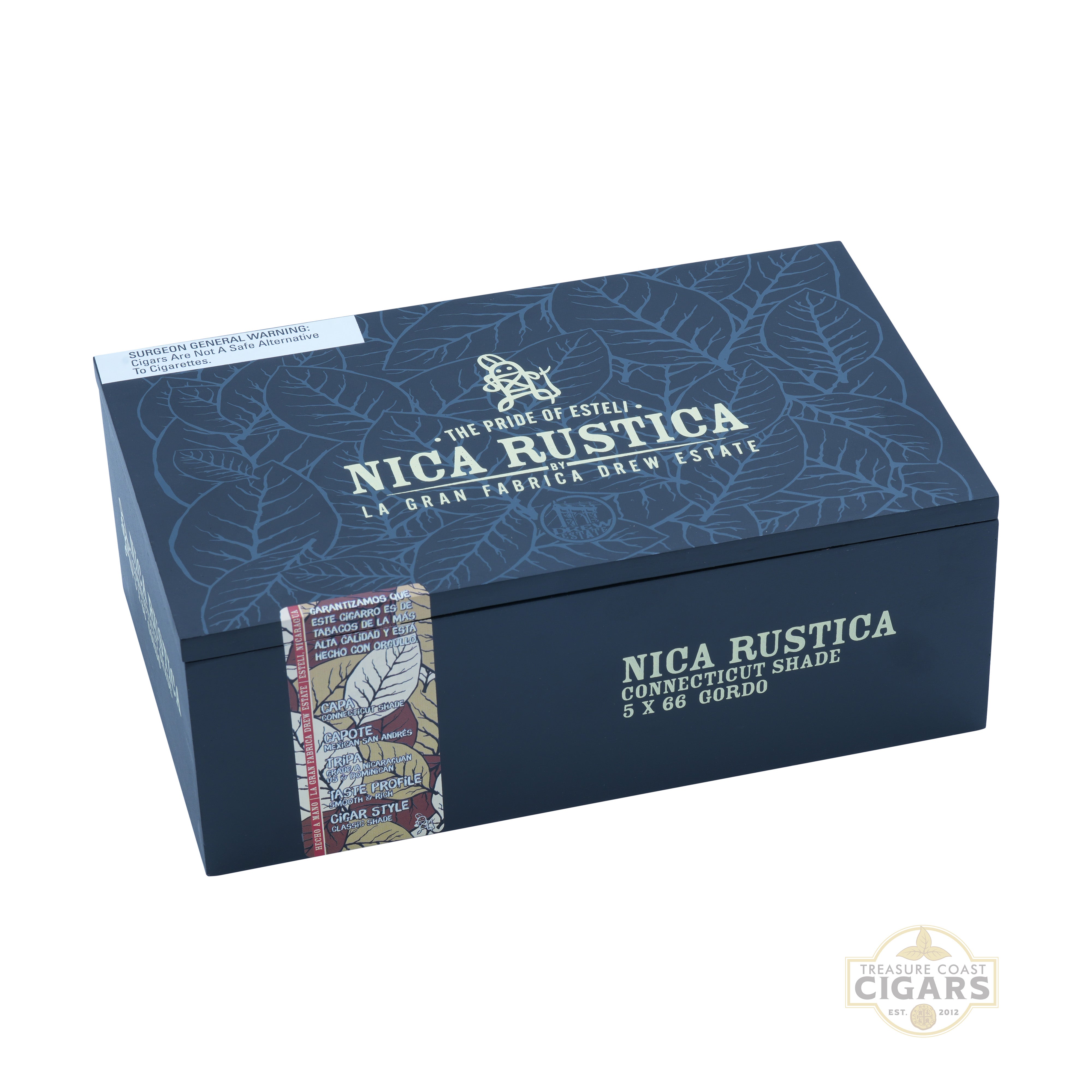 Nica Rustica Shade Gordo cigar box with branding on a white background