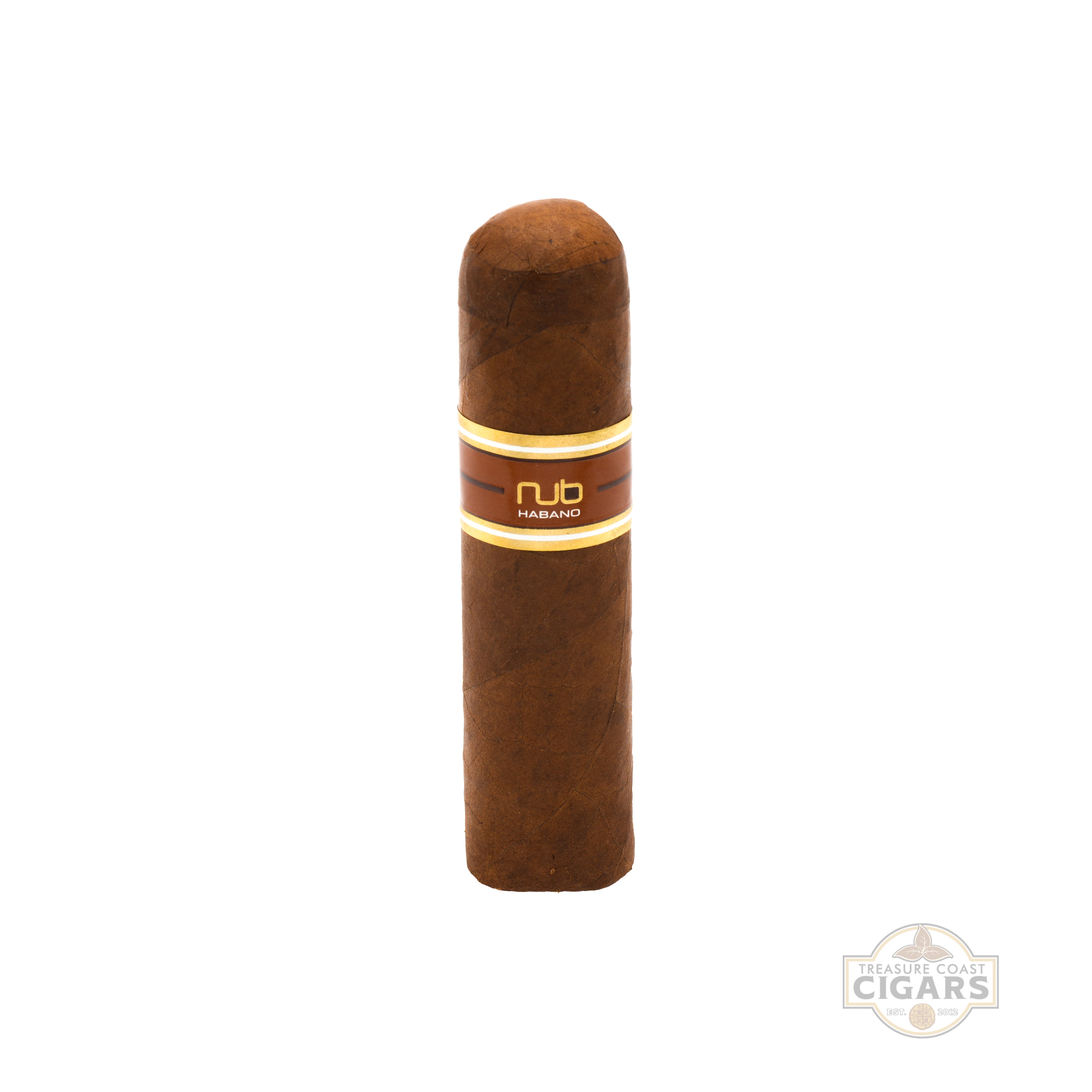 Cigar with a gold band on a white background