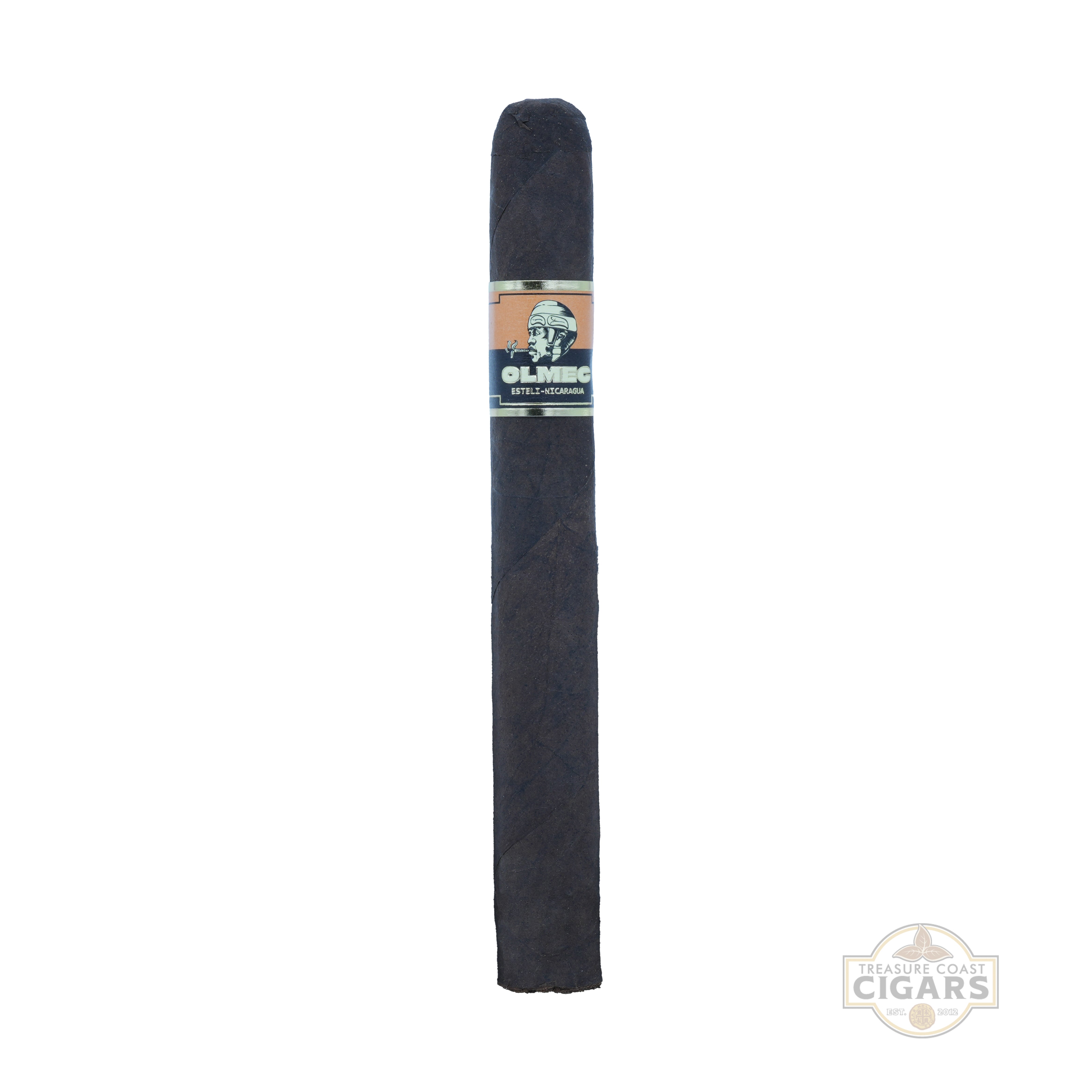 Cigar with a label on a white background