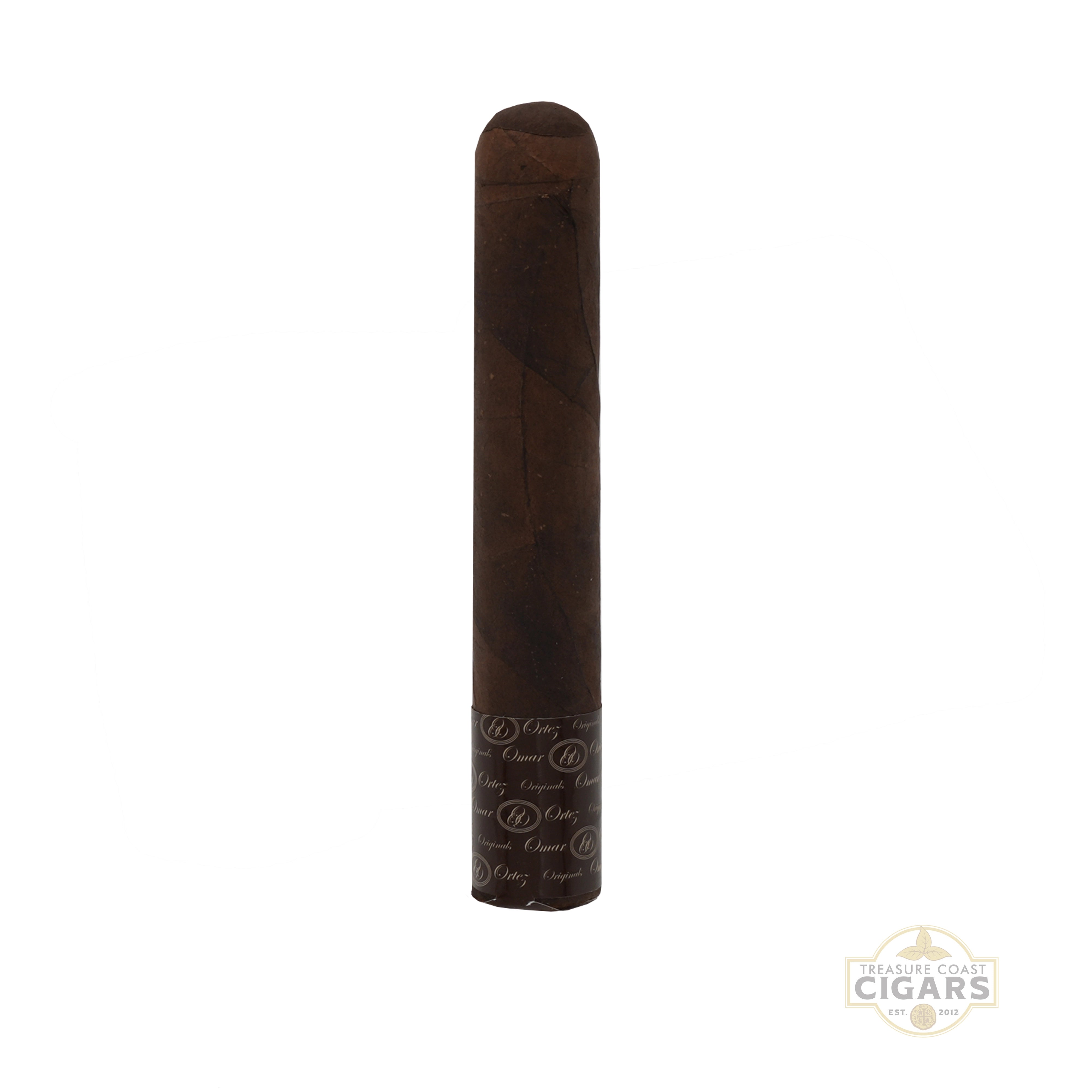 Omar Ortez Originals Maduro Robusto Cigar on a white background with 'OOO' branding.