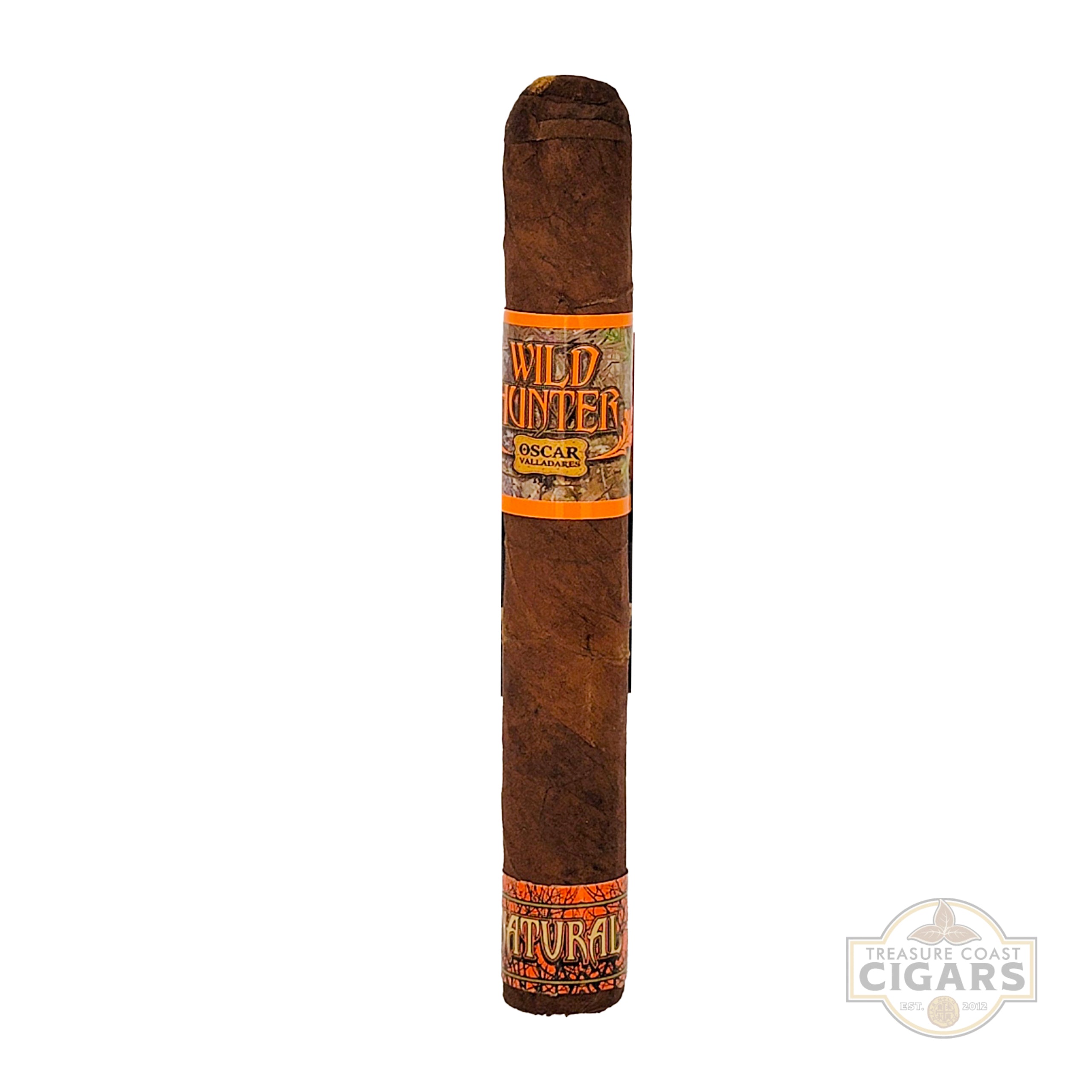 Cigar with 'Wild Hunter' label on a white background