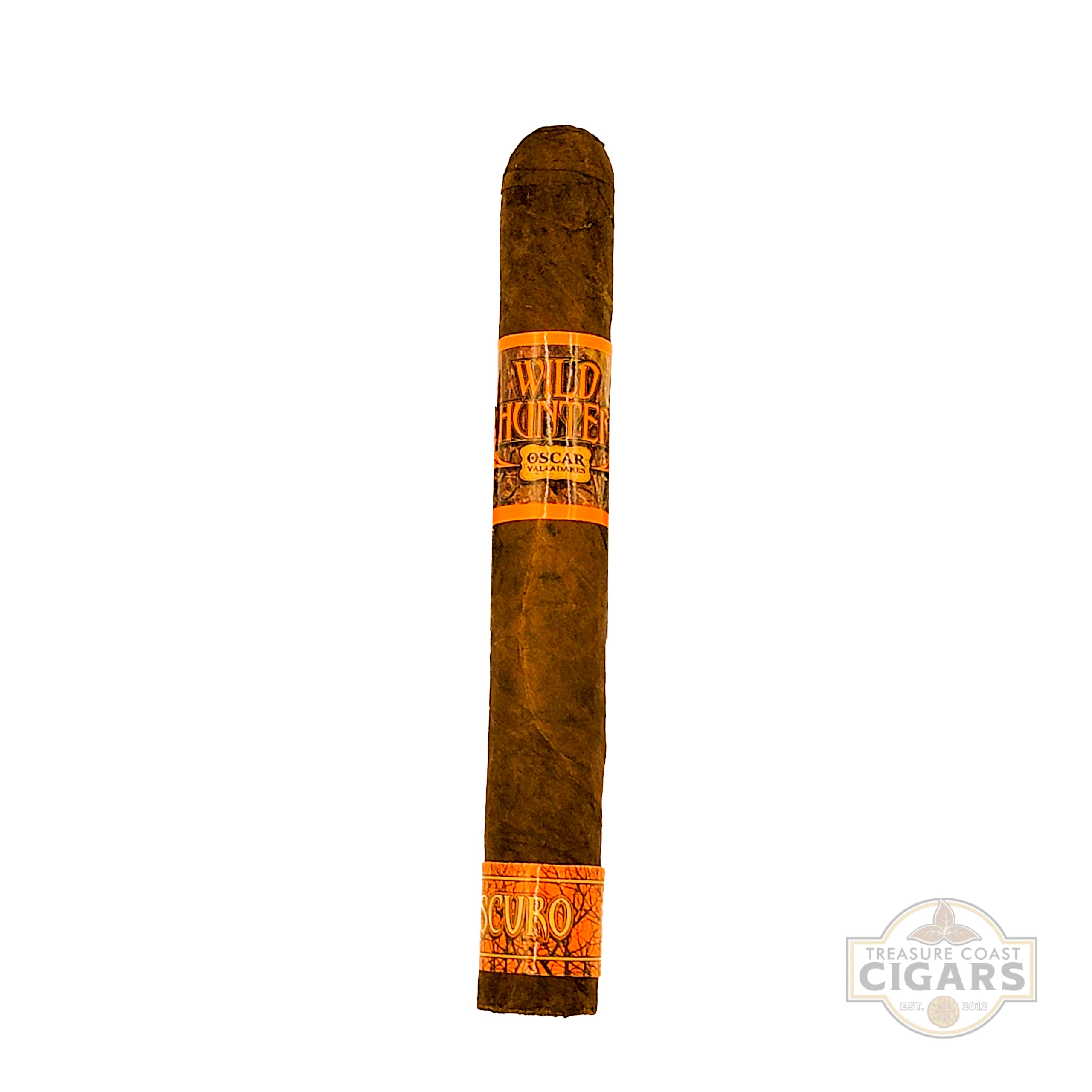 Cigar with 'Wild Hunter' label on a white background