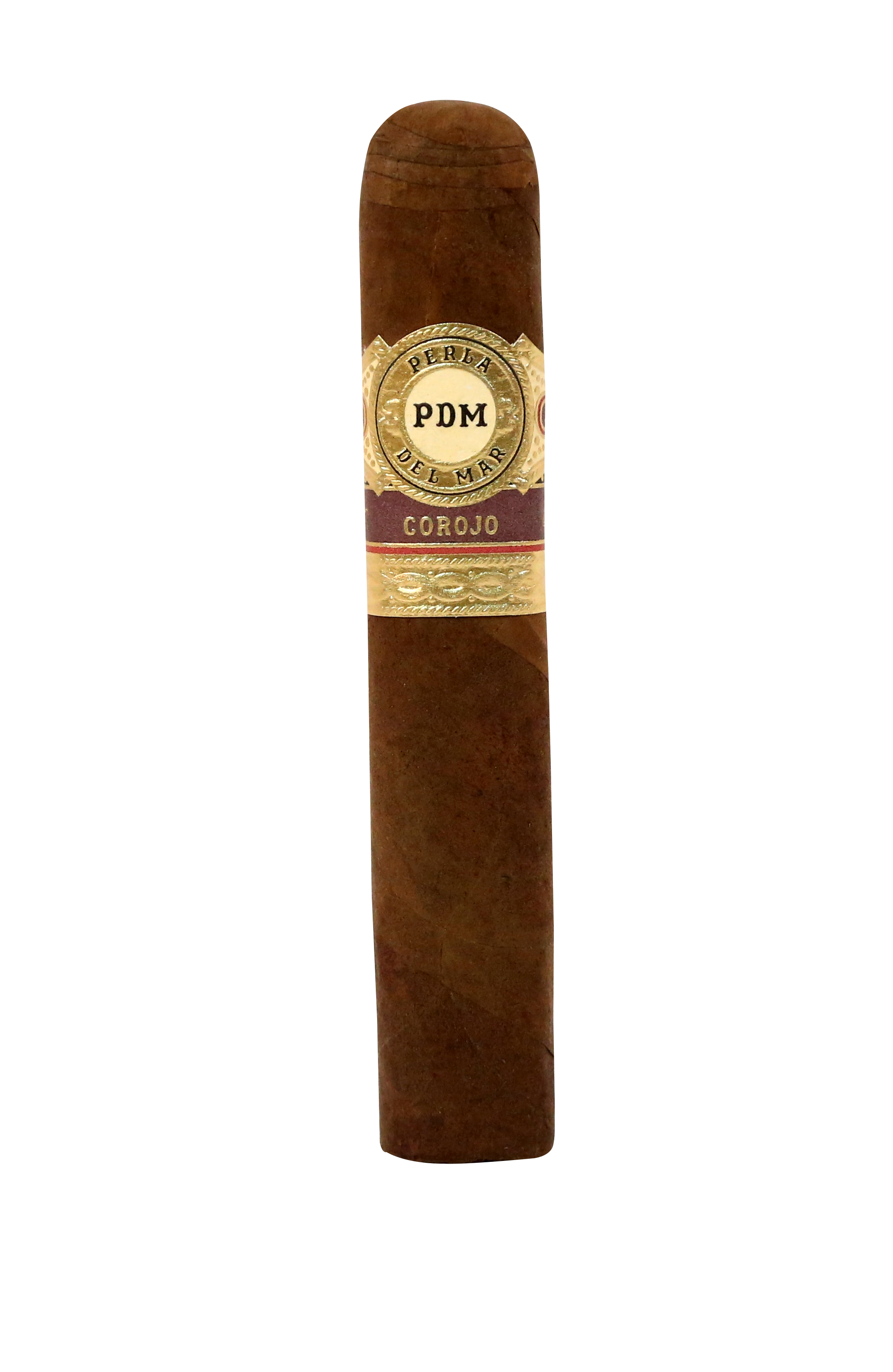 Cigar with a visible label on a white background