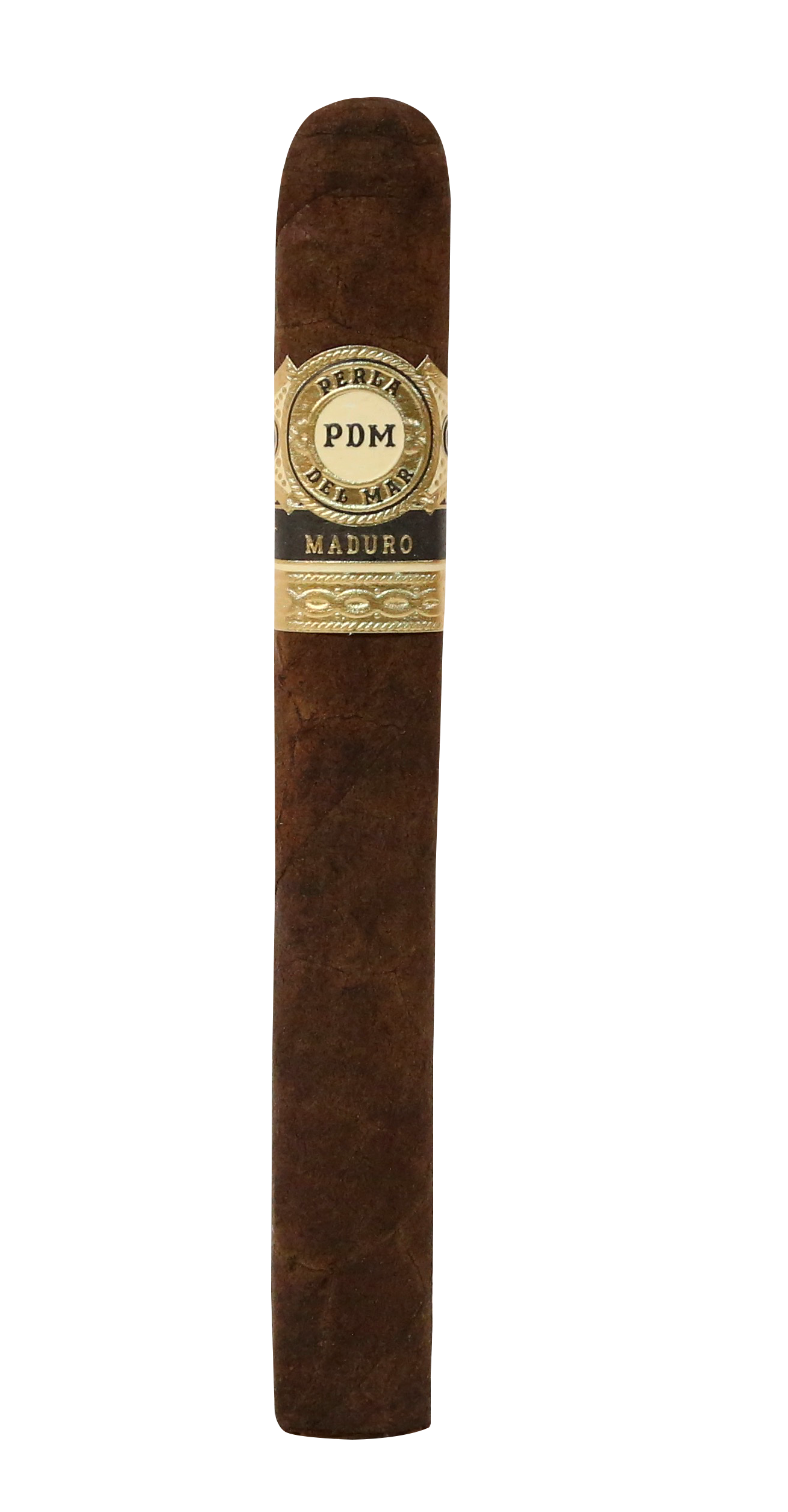 Cigar with a visible brand label on a white background