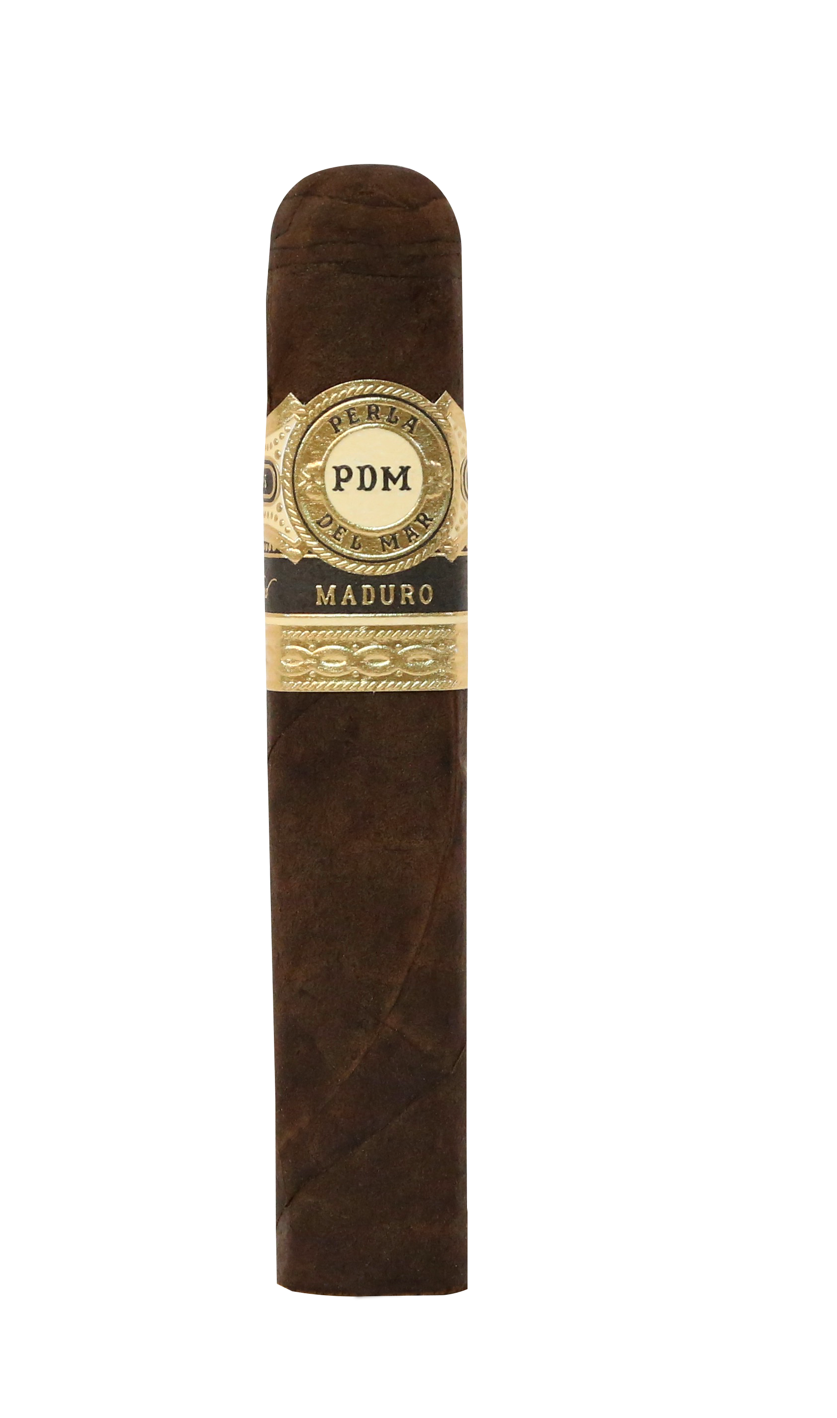 Cigar with PDM Maduro label on a white background