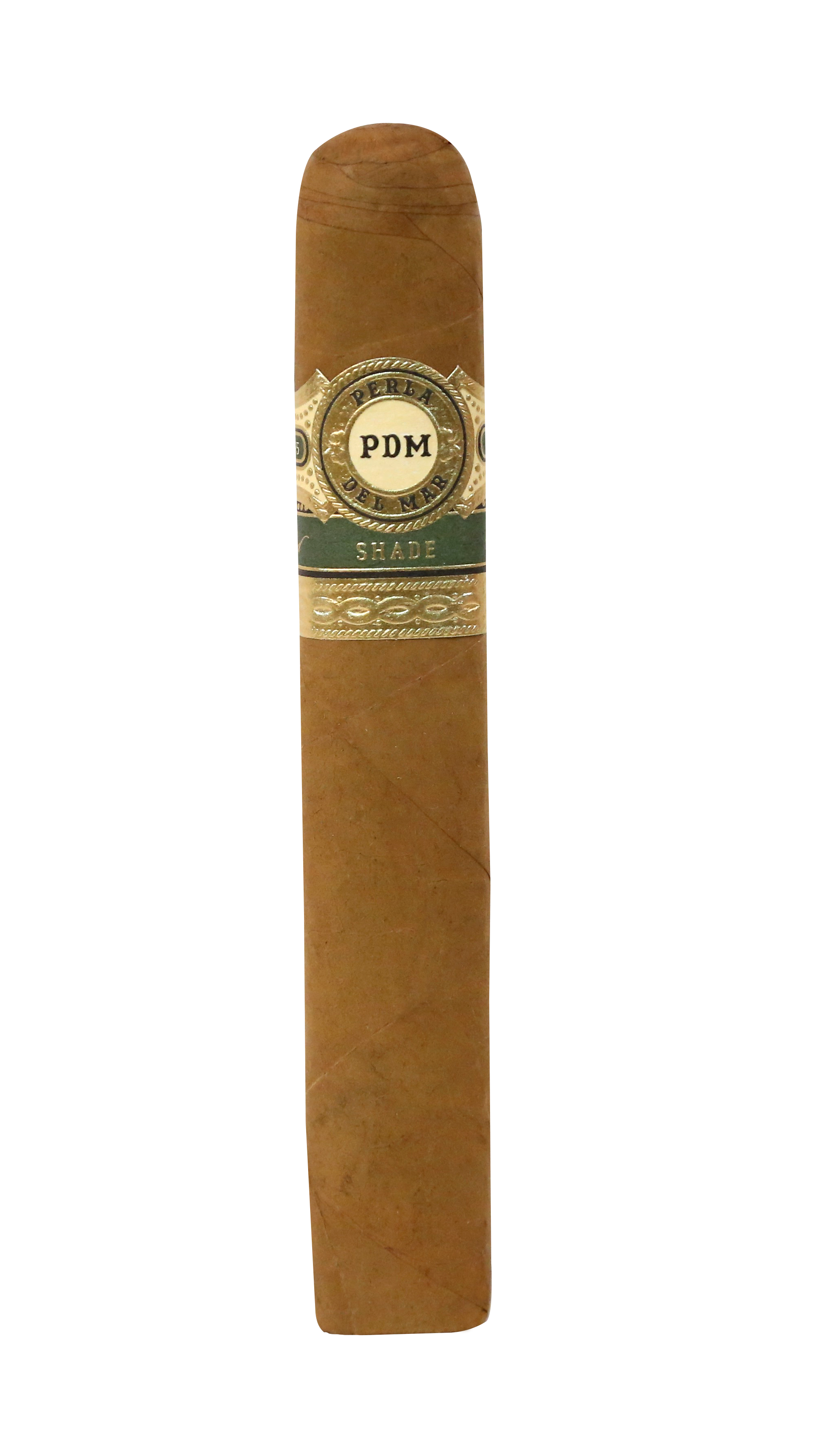 Cigar with a visible brand label on a white background