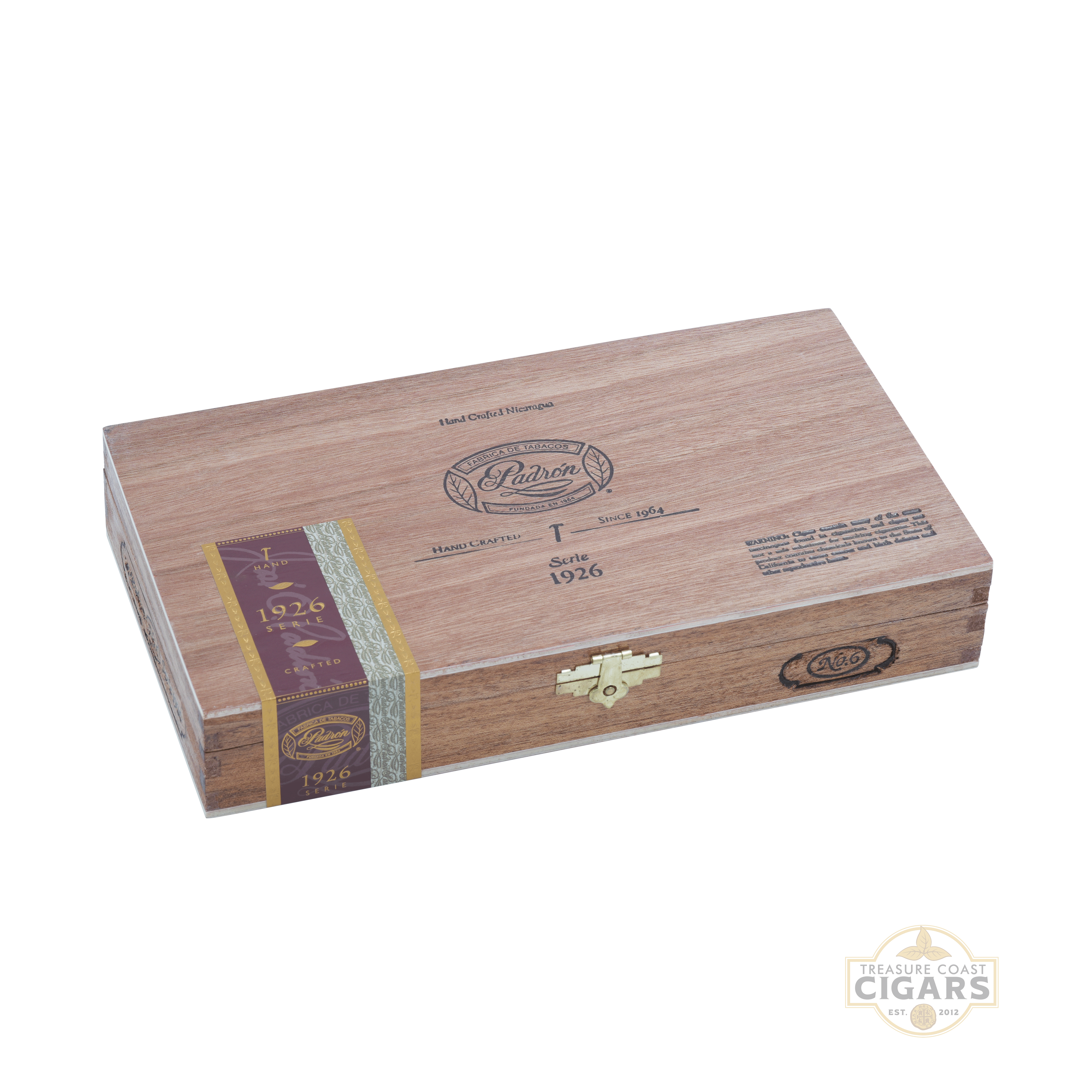 Padron wooden cigar box with brand logo on a white background