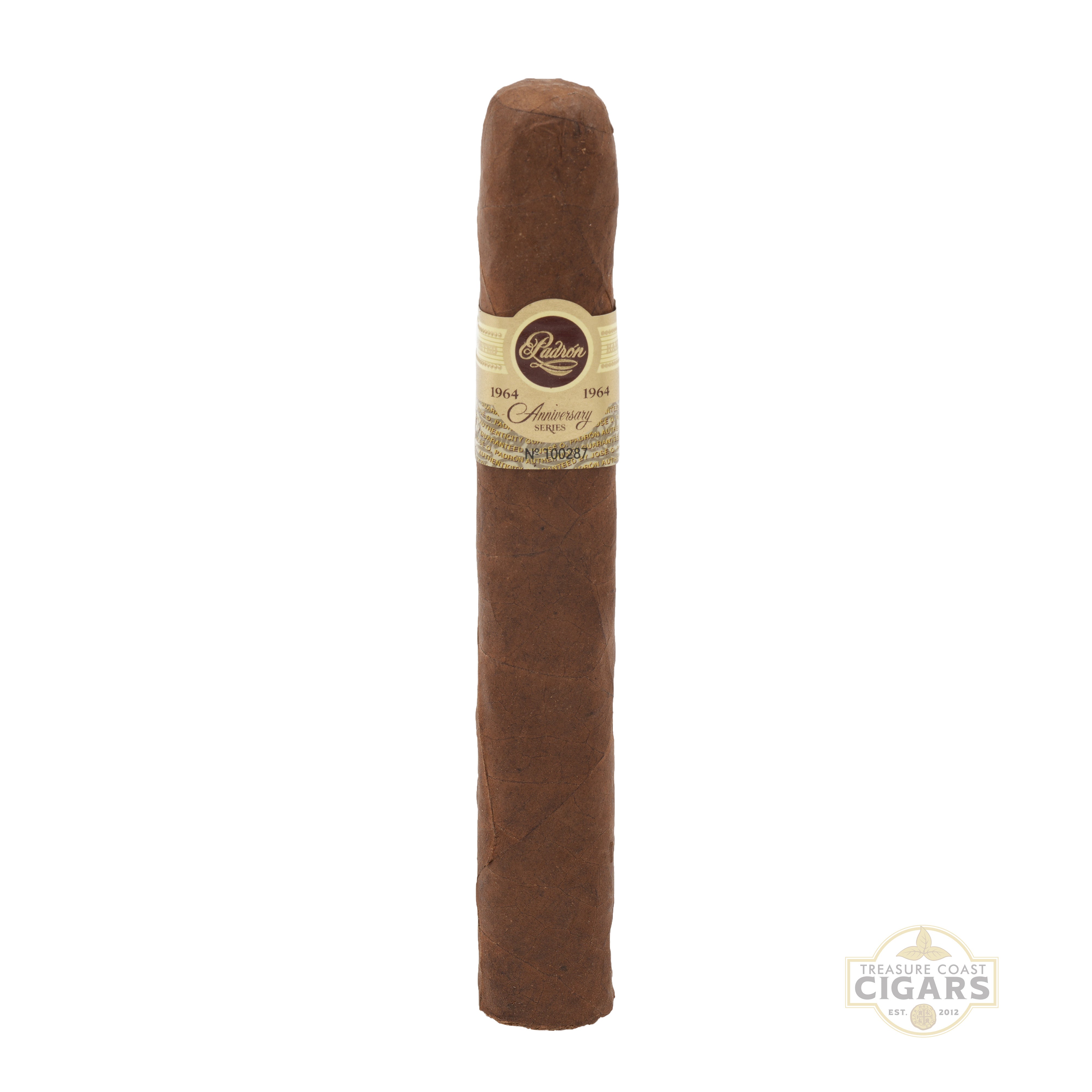 Cigar with a label on a white background