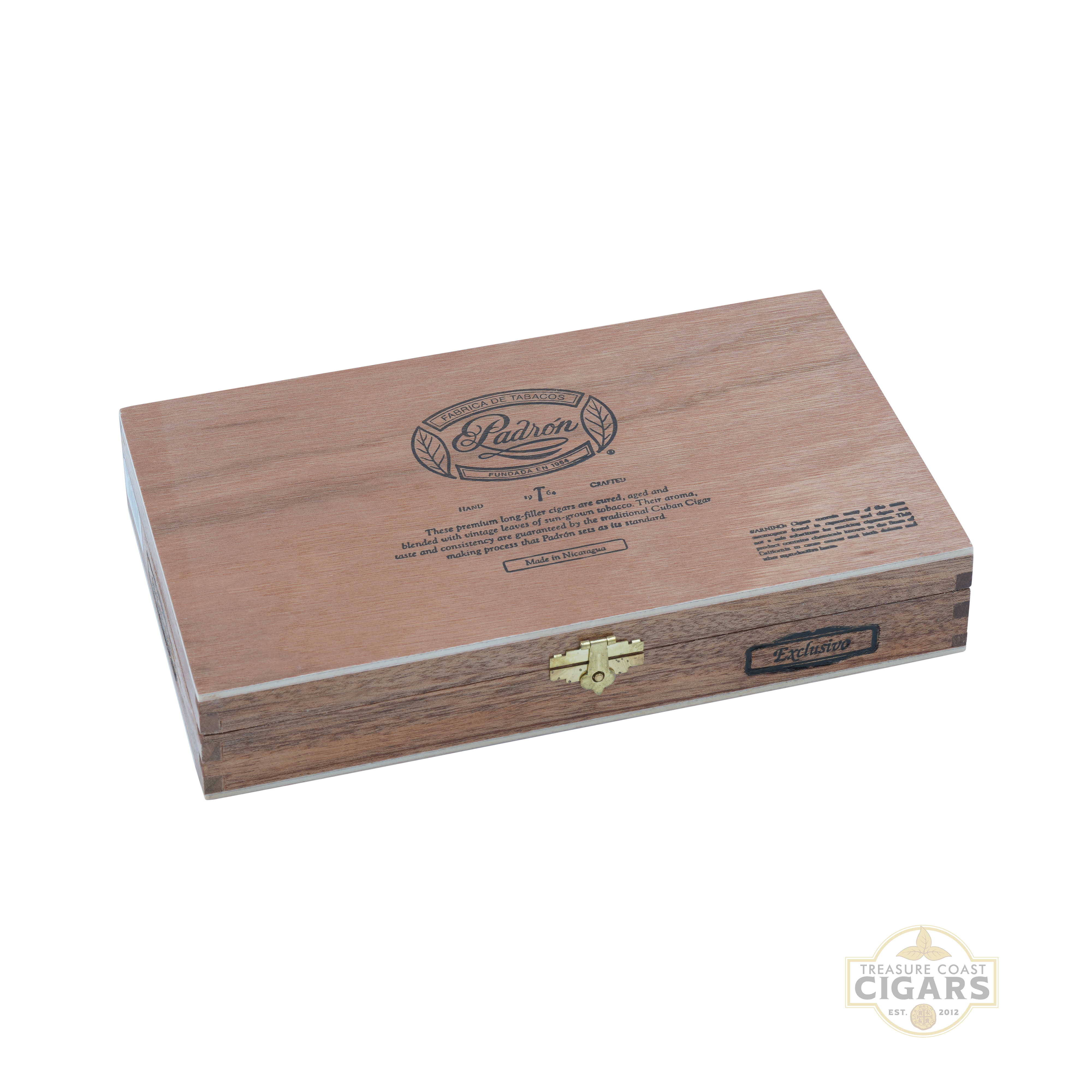 Padron 1964 Natural Exclusivo wooden cigar humidor with brand logo on a white background