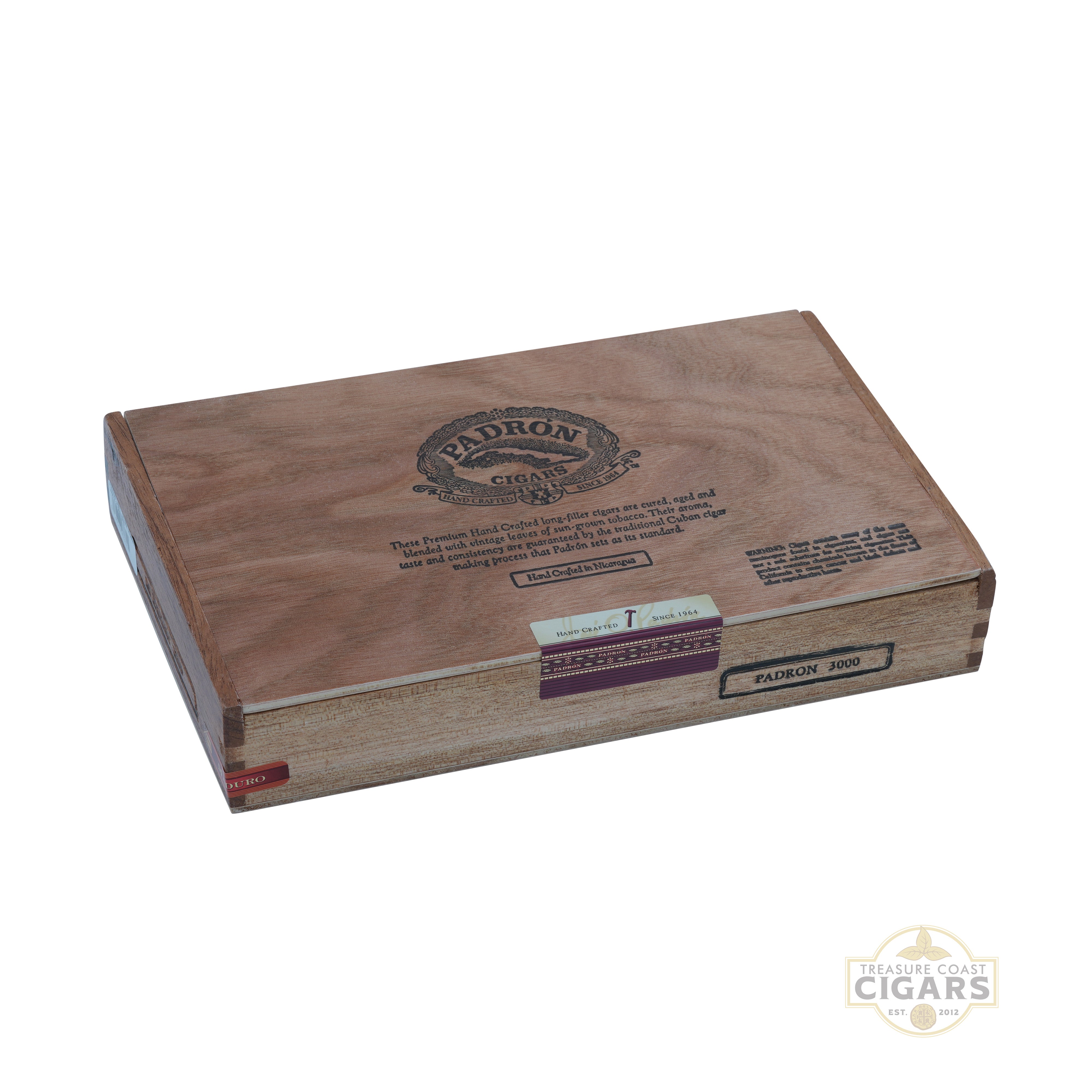 Padron 3000 maduro cigar box with 'Padron' branding on a white background