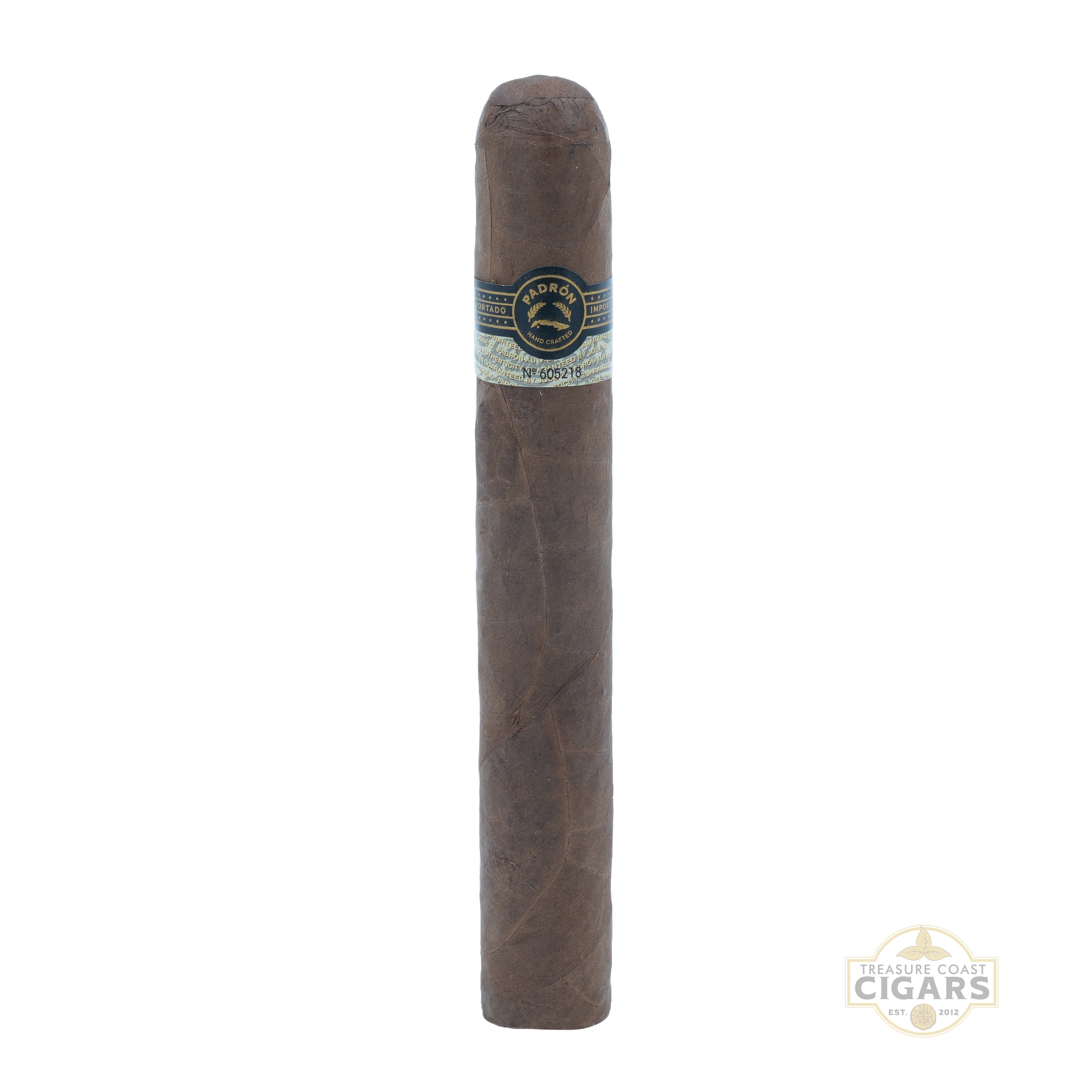 Cigar with a label on a white background