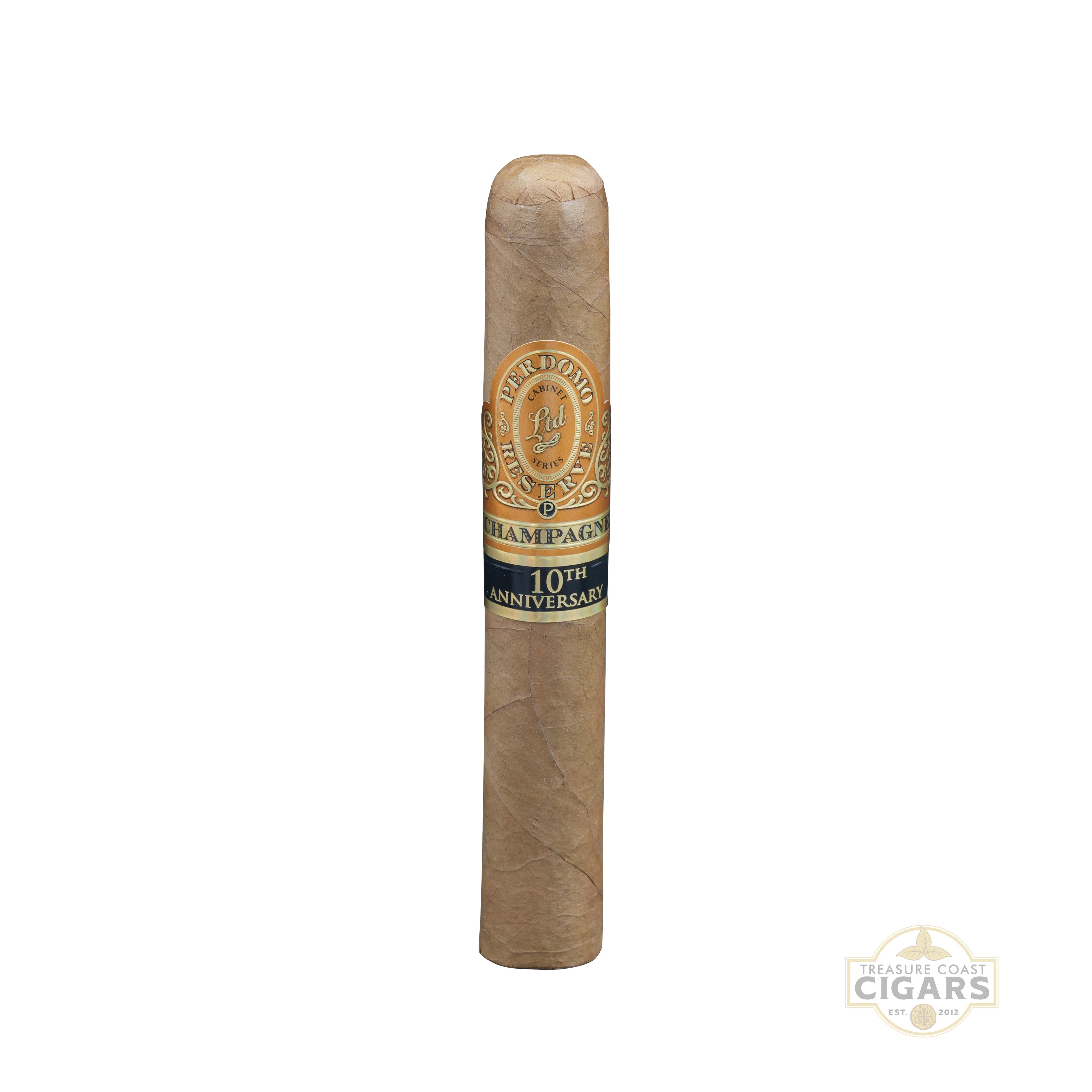 Perdomo Champagne Super Toro Cigar with a label on a white background