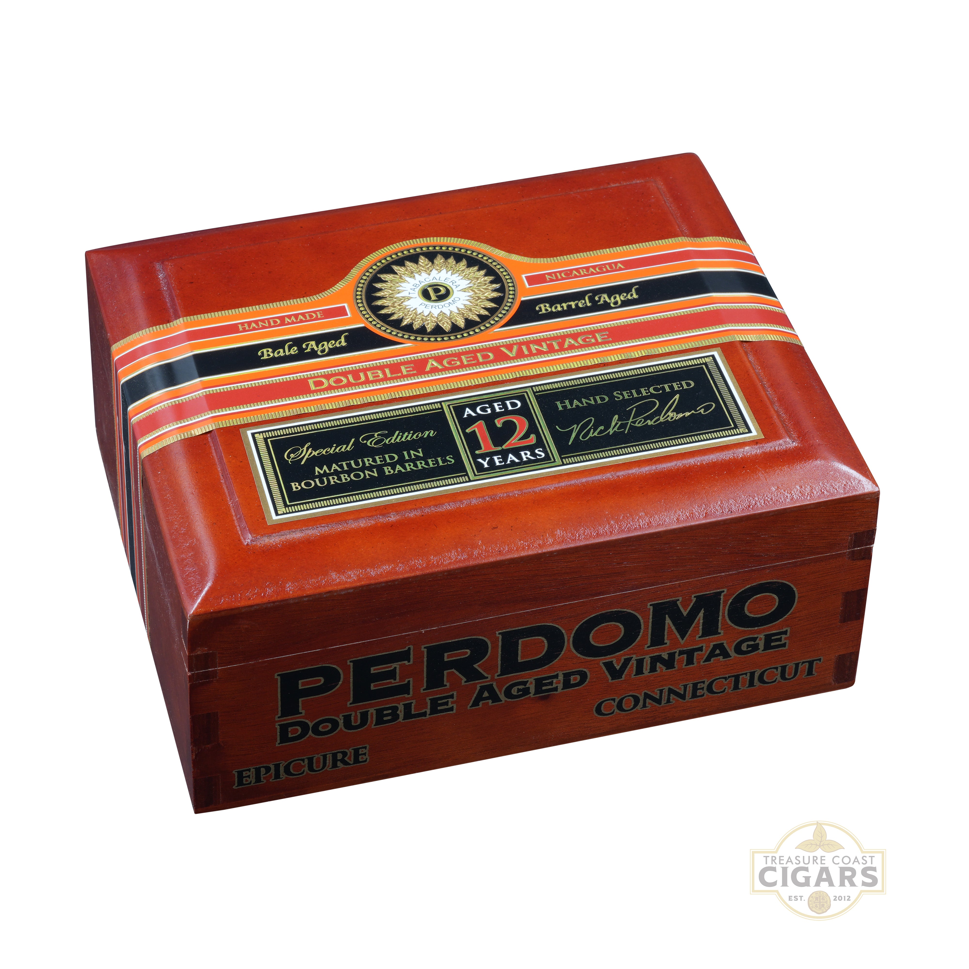 Perdomo Double Aged Vintage Connecticut cigar box on a white background