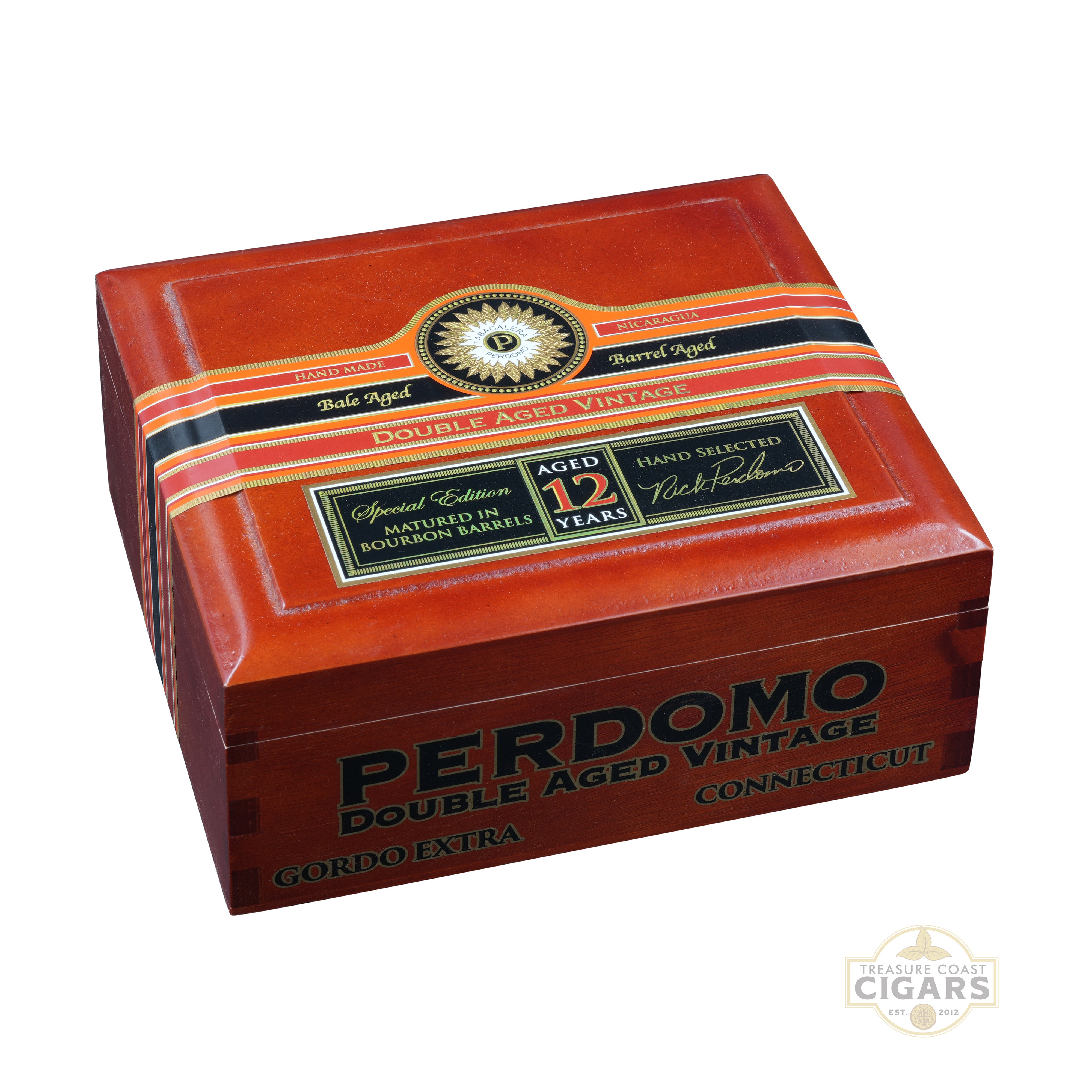 Perdomo Double Aged Vintage cigar box on a white background