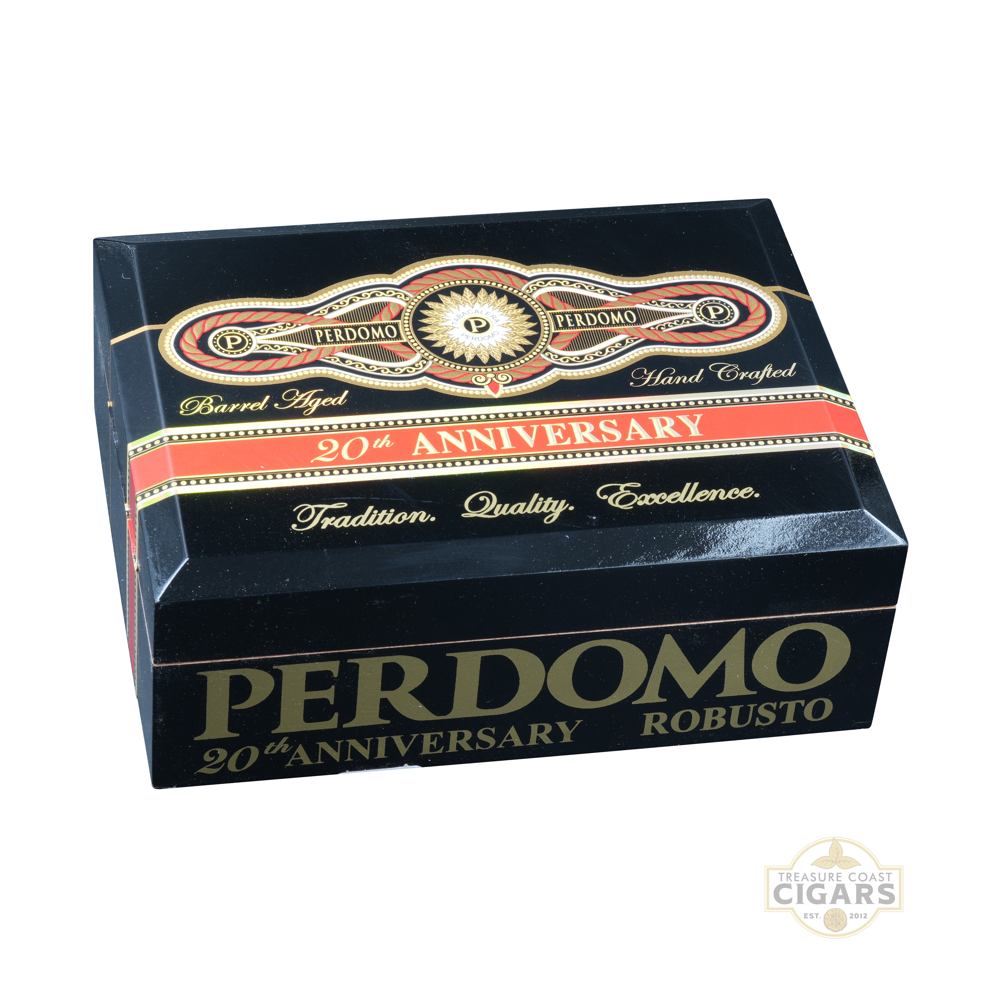 Perdomo 20th Anniversary Robusto cigar box on a white background