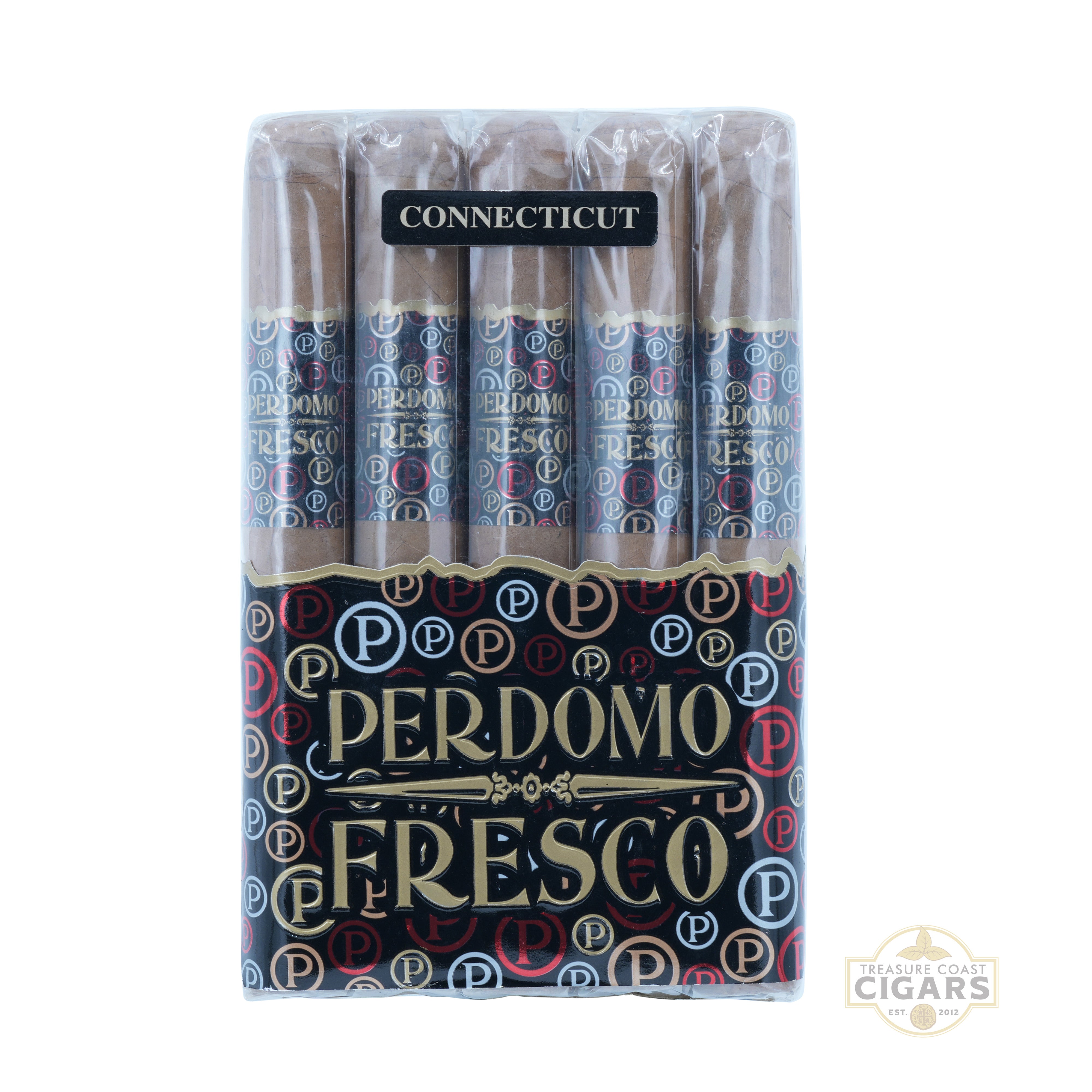 Pack of Perdomo Fresco Connecticut cigars with brand logo and text on a white background