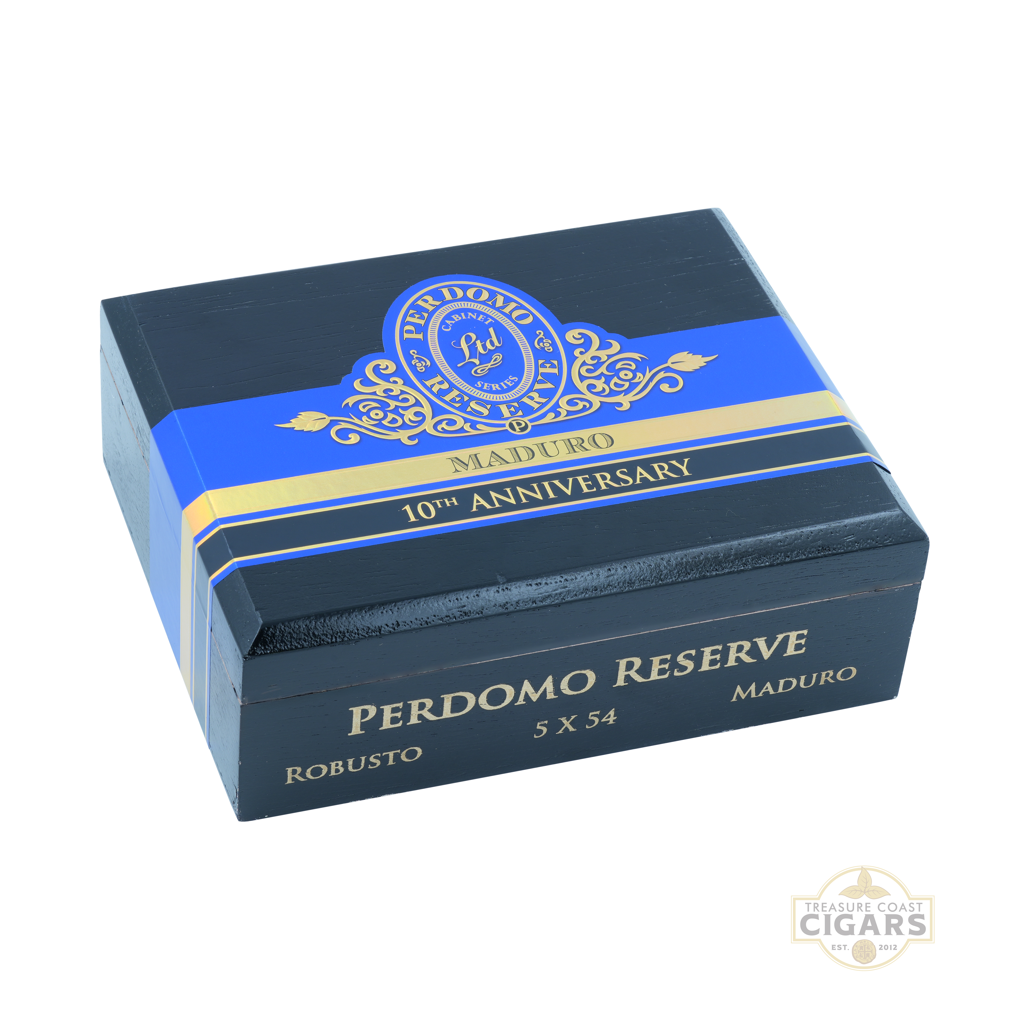Perdomo Reserve Maduro Robusto cigar box on a white background