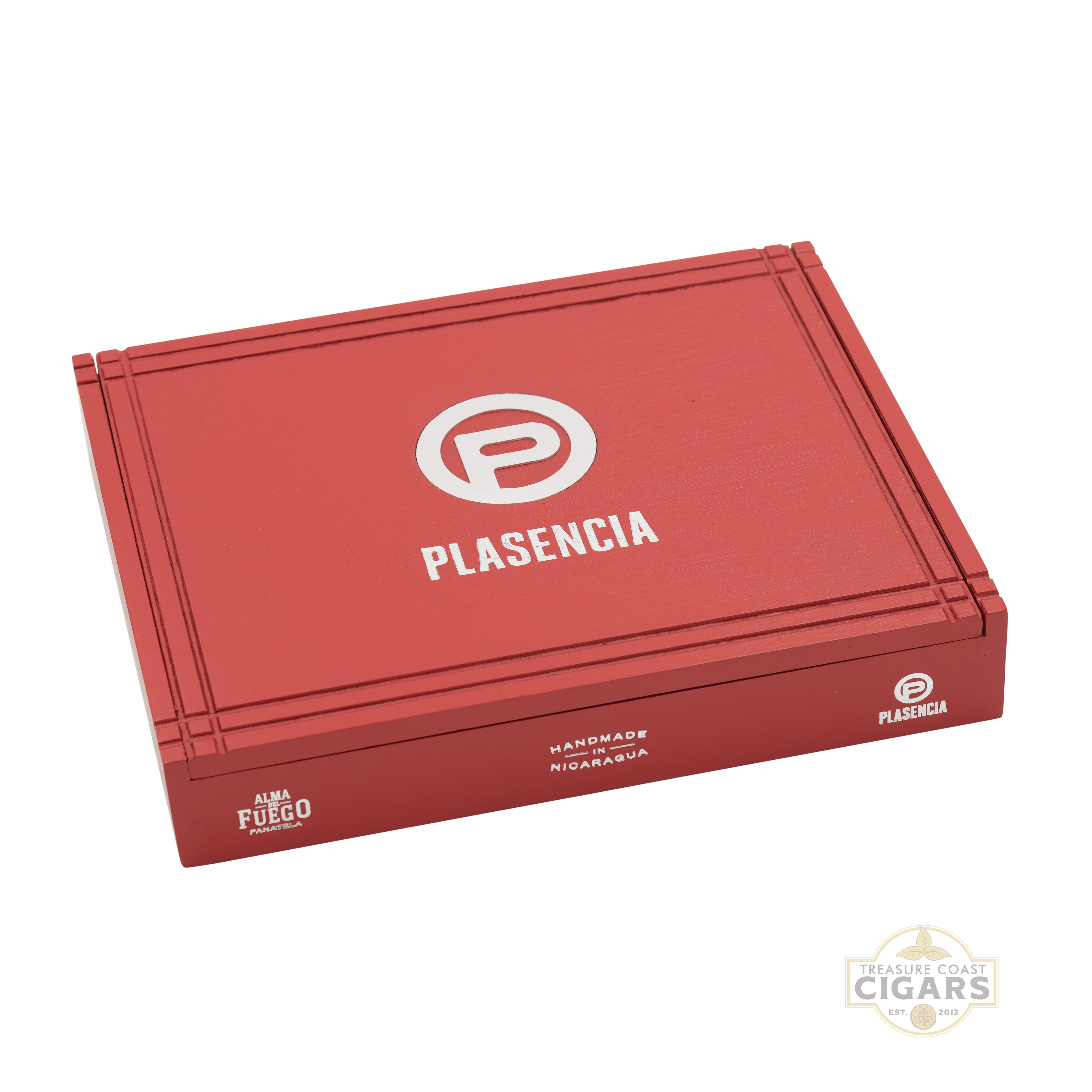 Red Plasencia cigar box on a white background