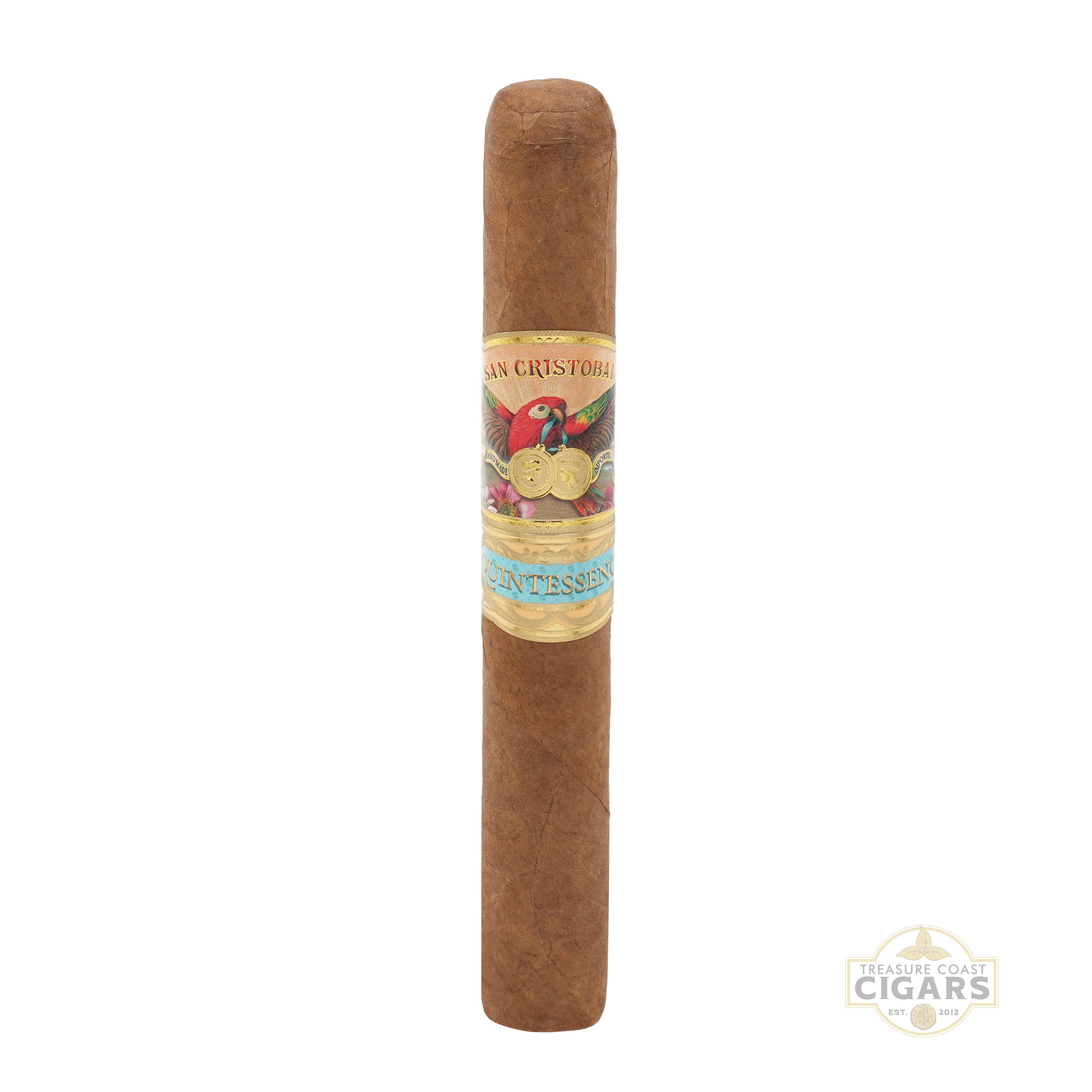 Cigar with a label on a white background