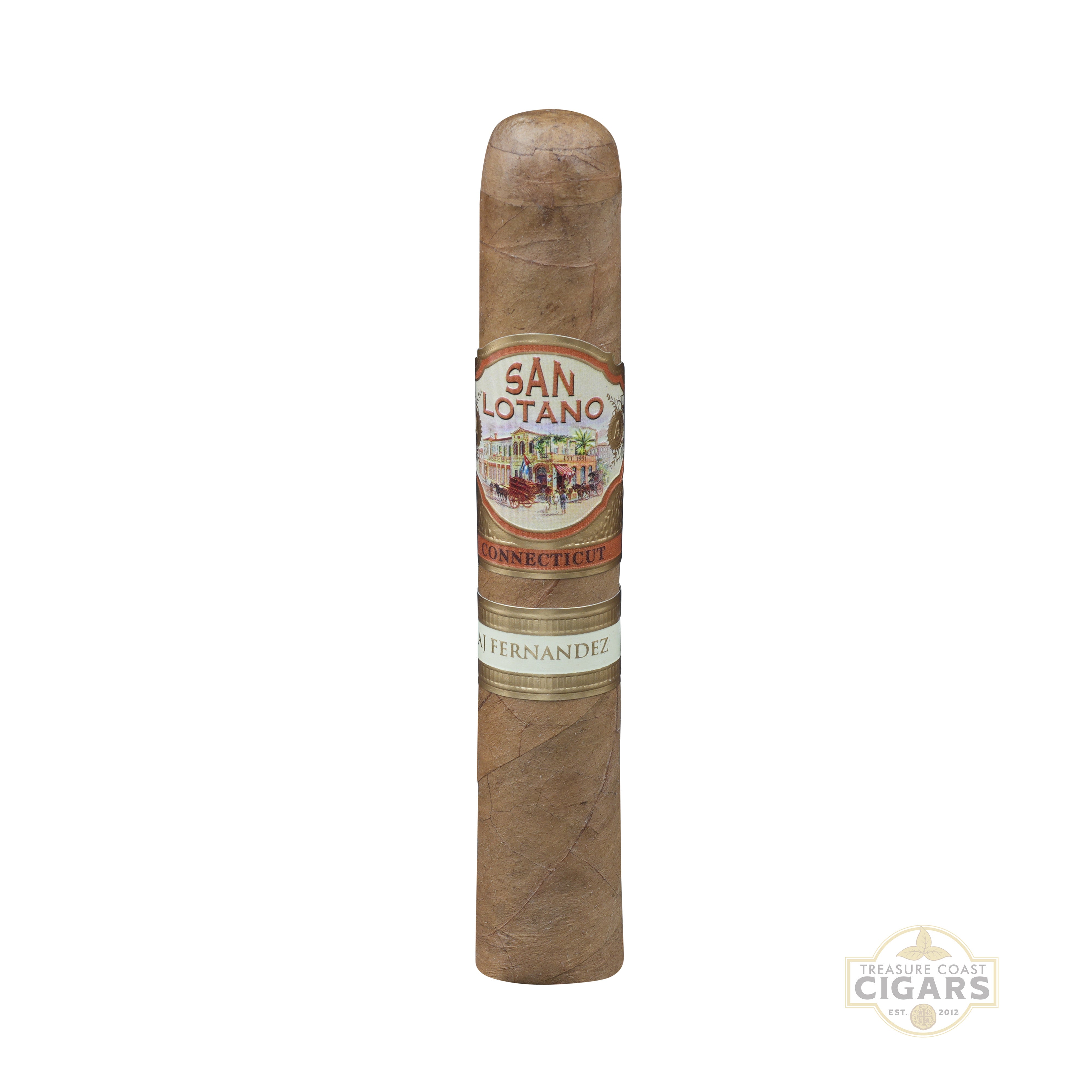 Cigar with 'San Lotano' label on a white background