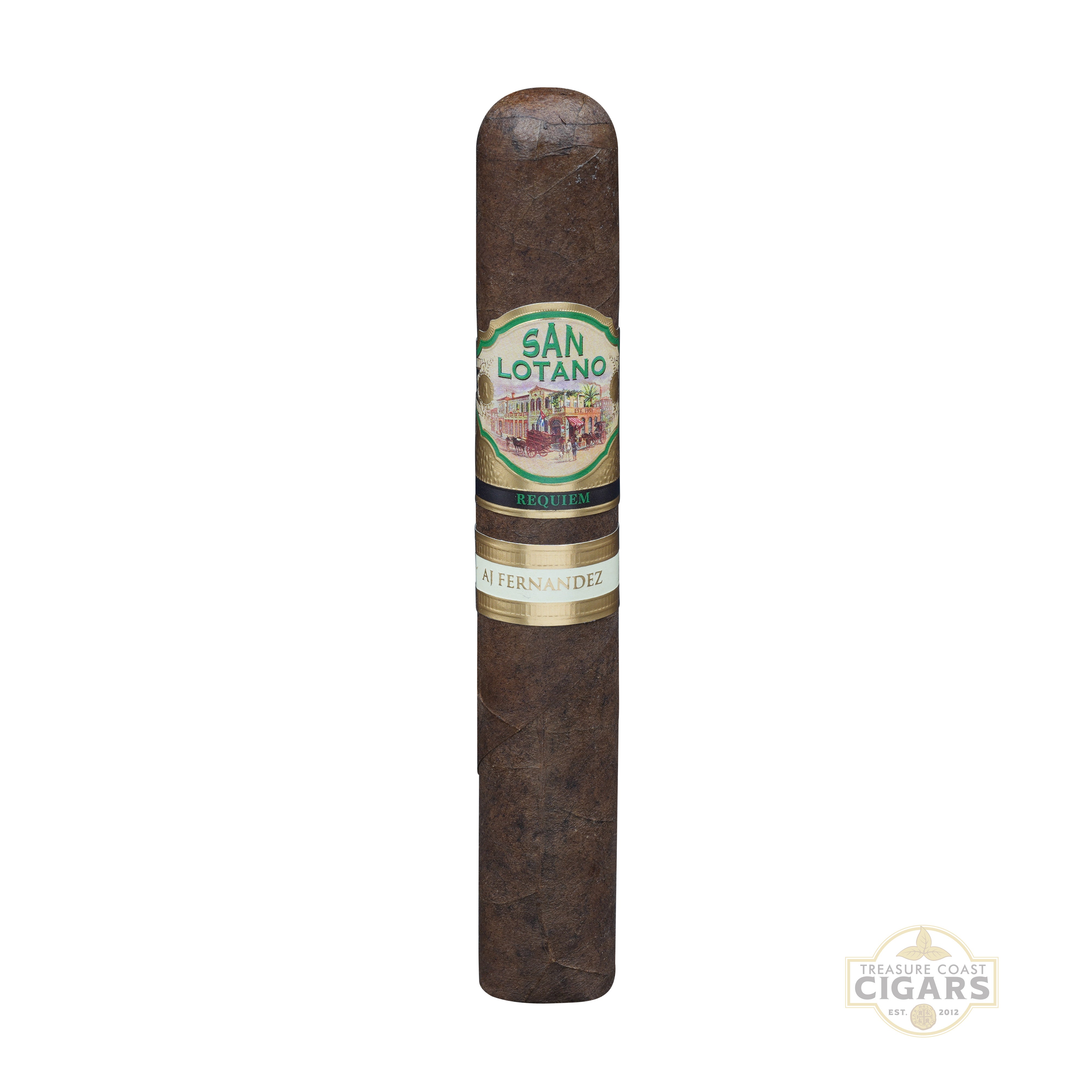 Cigar with a label on a white background