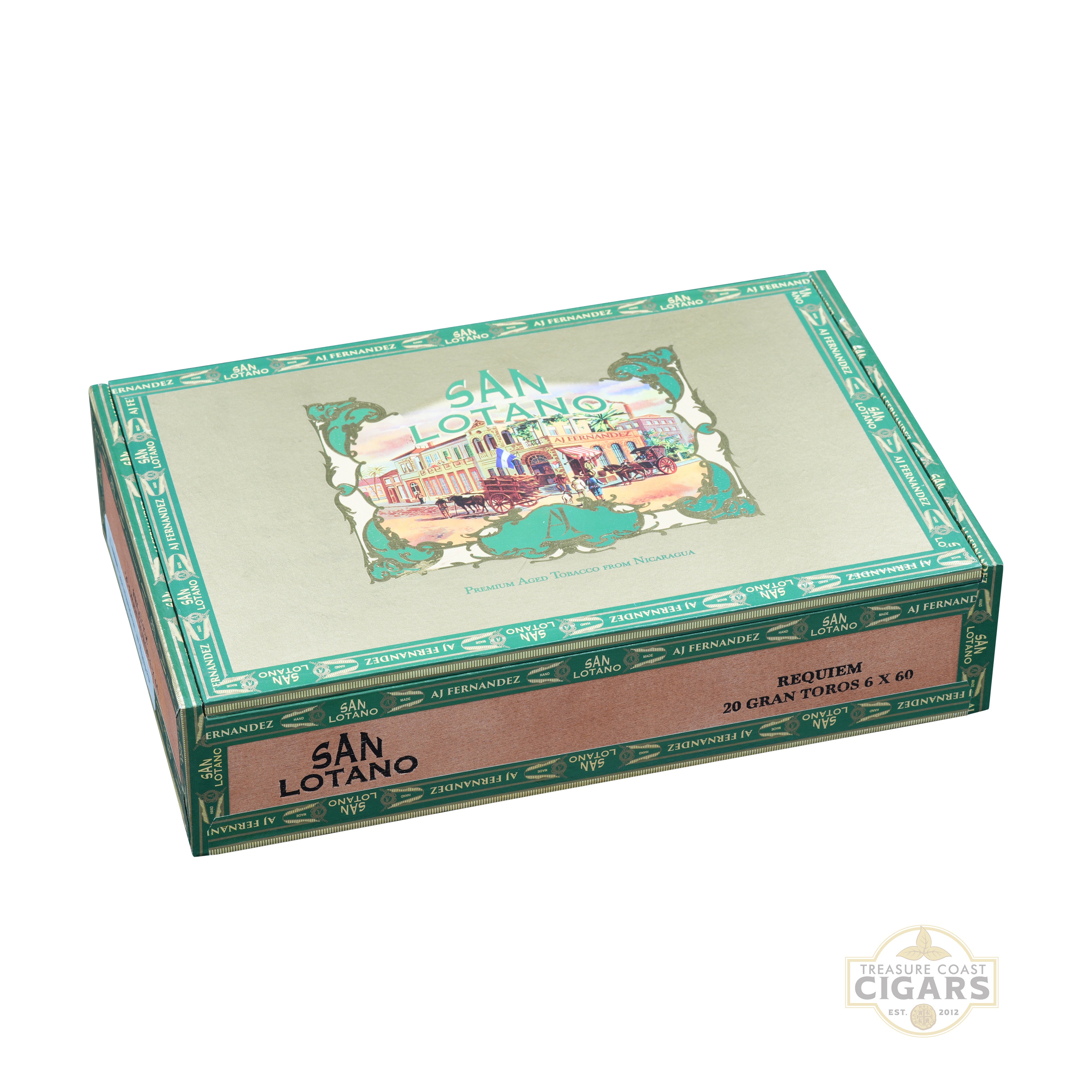 Cigar box with 'San Lotano' branding on a white background
