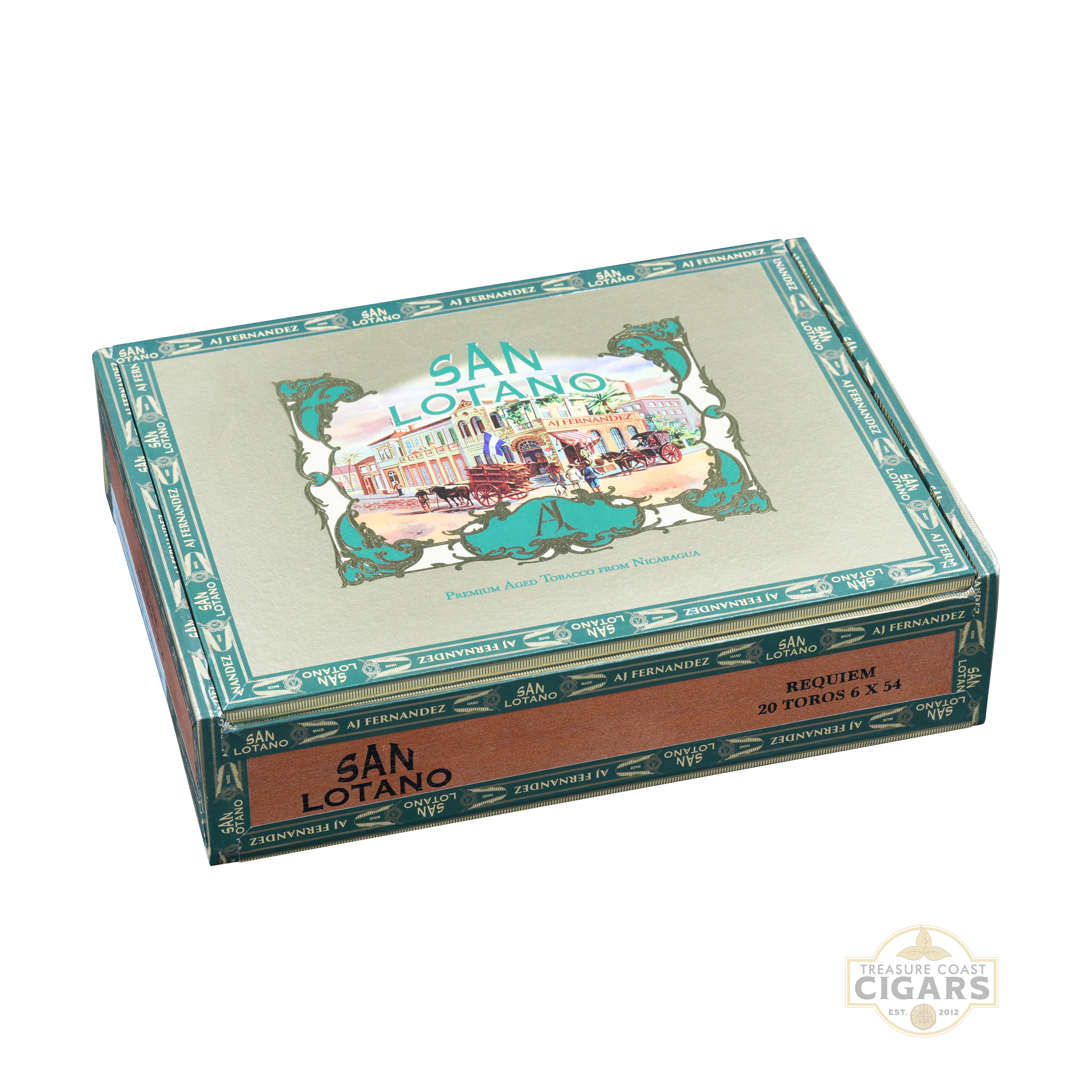 Cigar box with 'San Lotano' branding on a white background