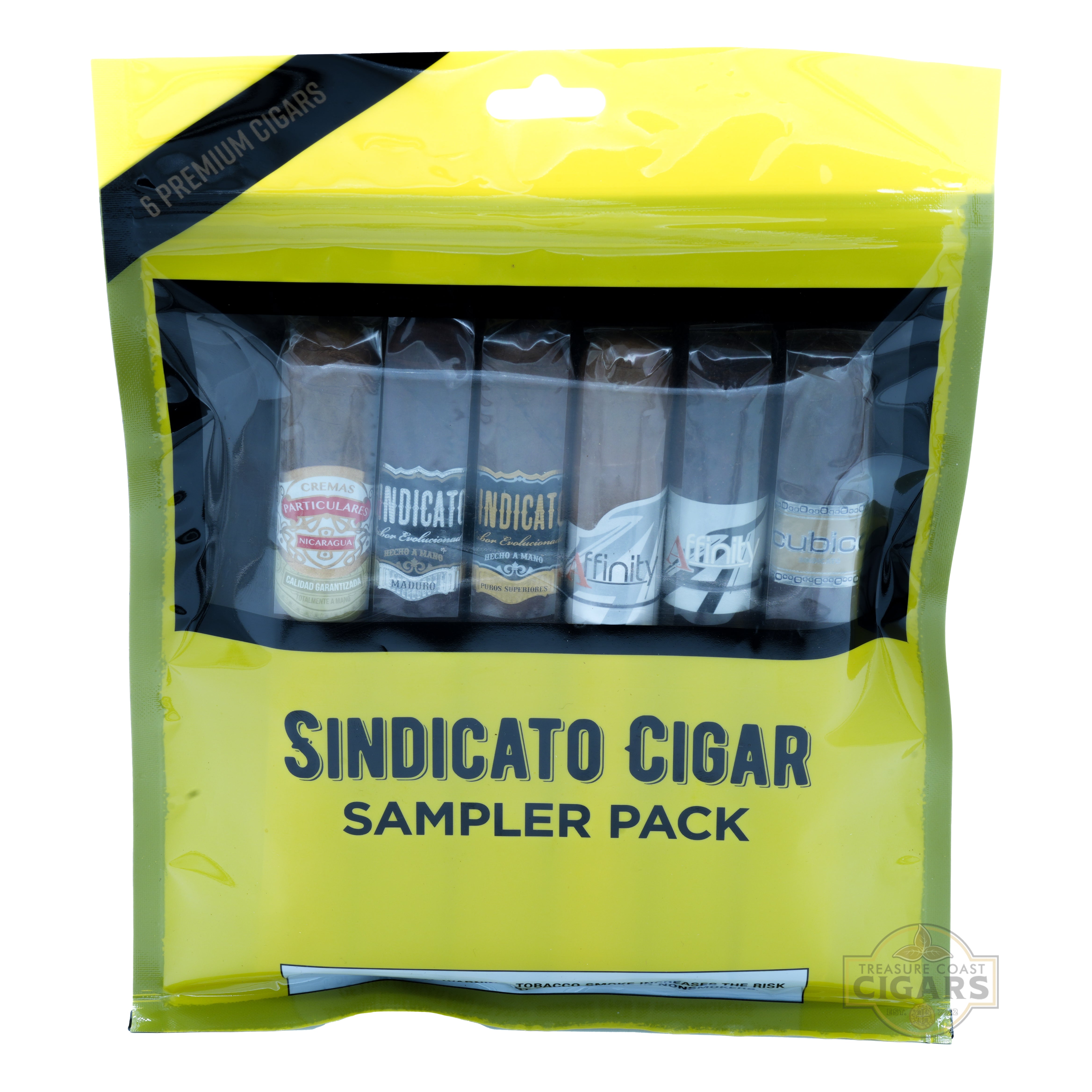 Sindicato Cigar Sampler Pack packaging with six individual cigars inside.