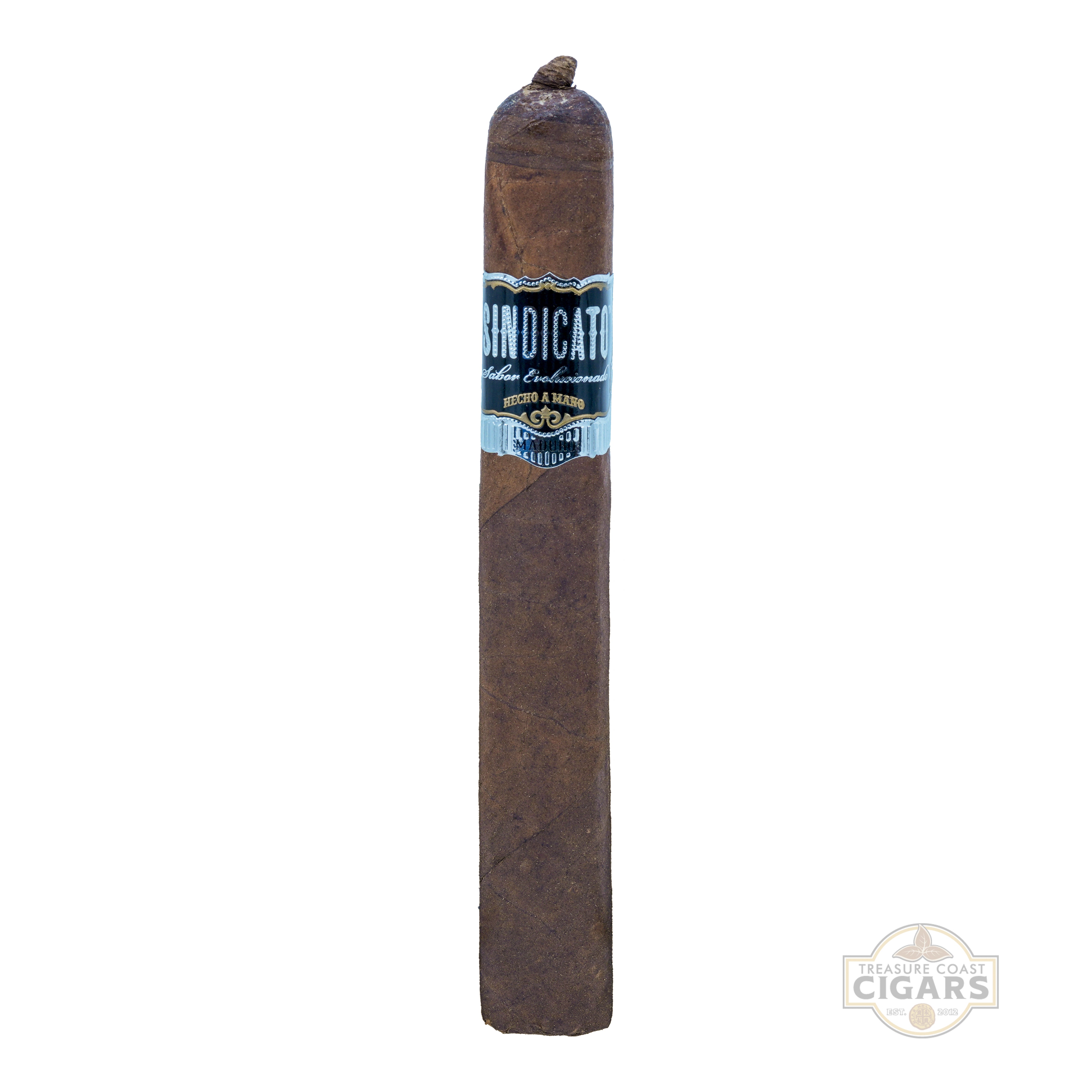 Cigar with 'Sindicato' label on a white background