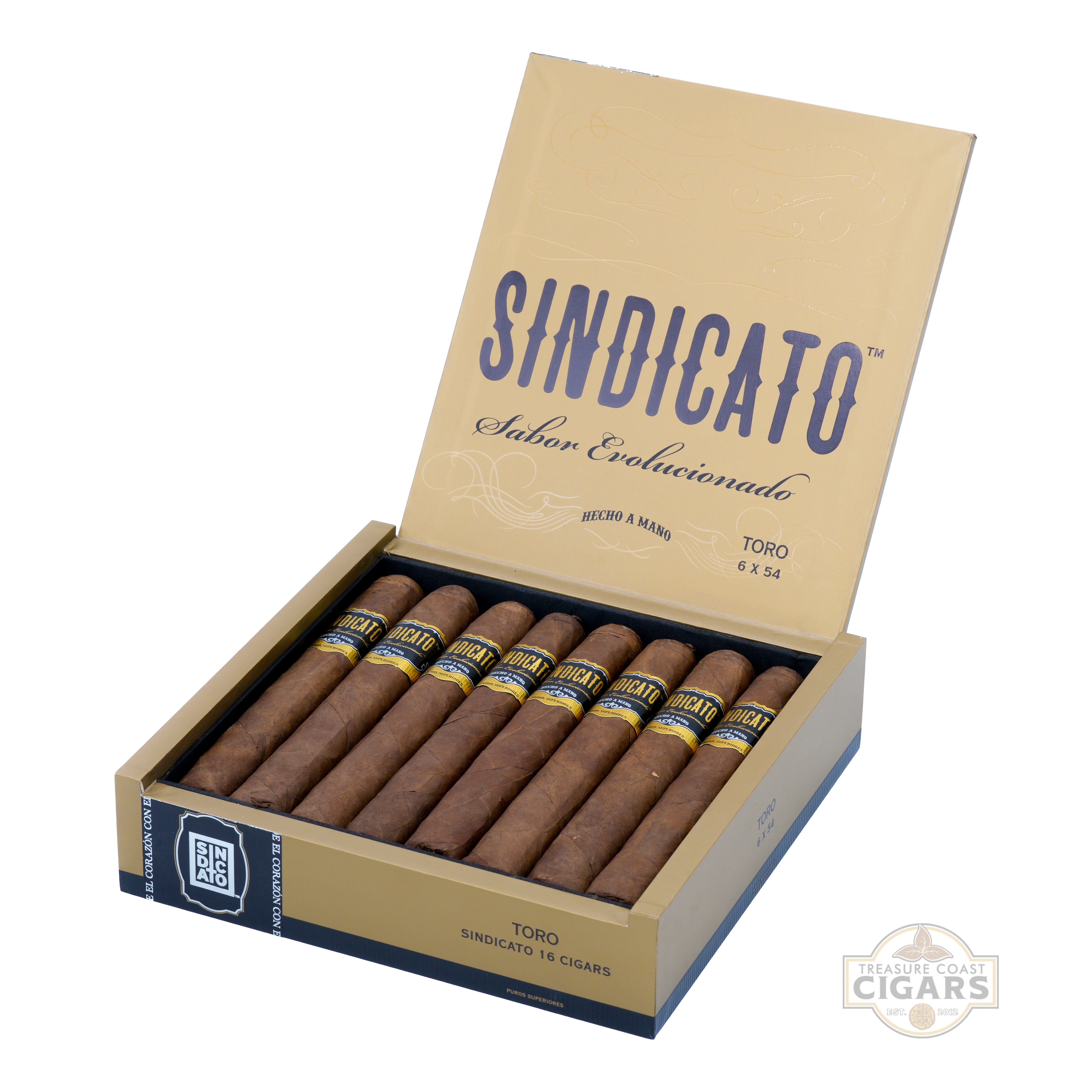 Box of Sindicato cigars with visible branding on a white background