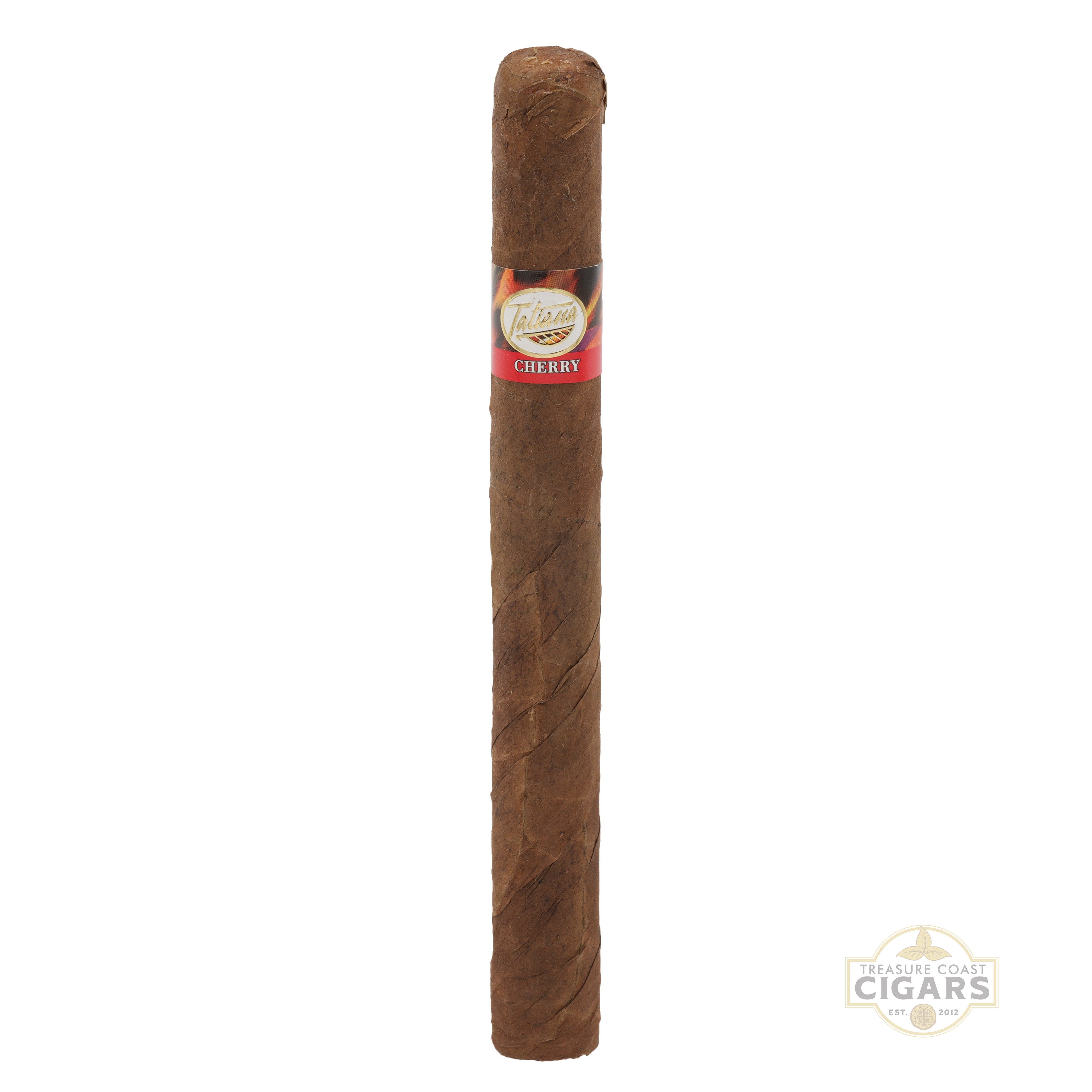 Cigar with a label on a white background