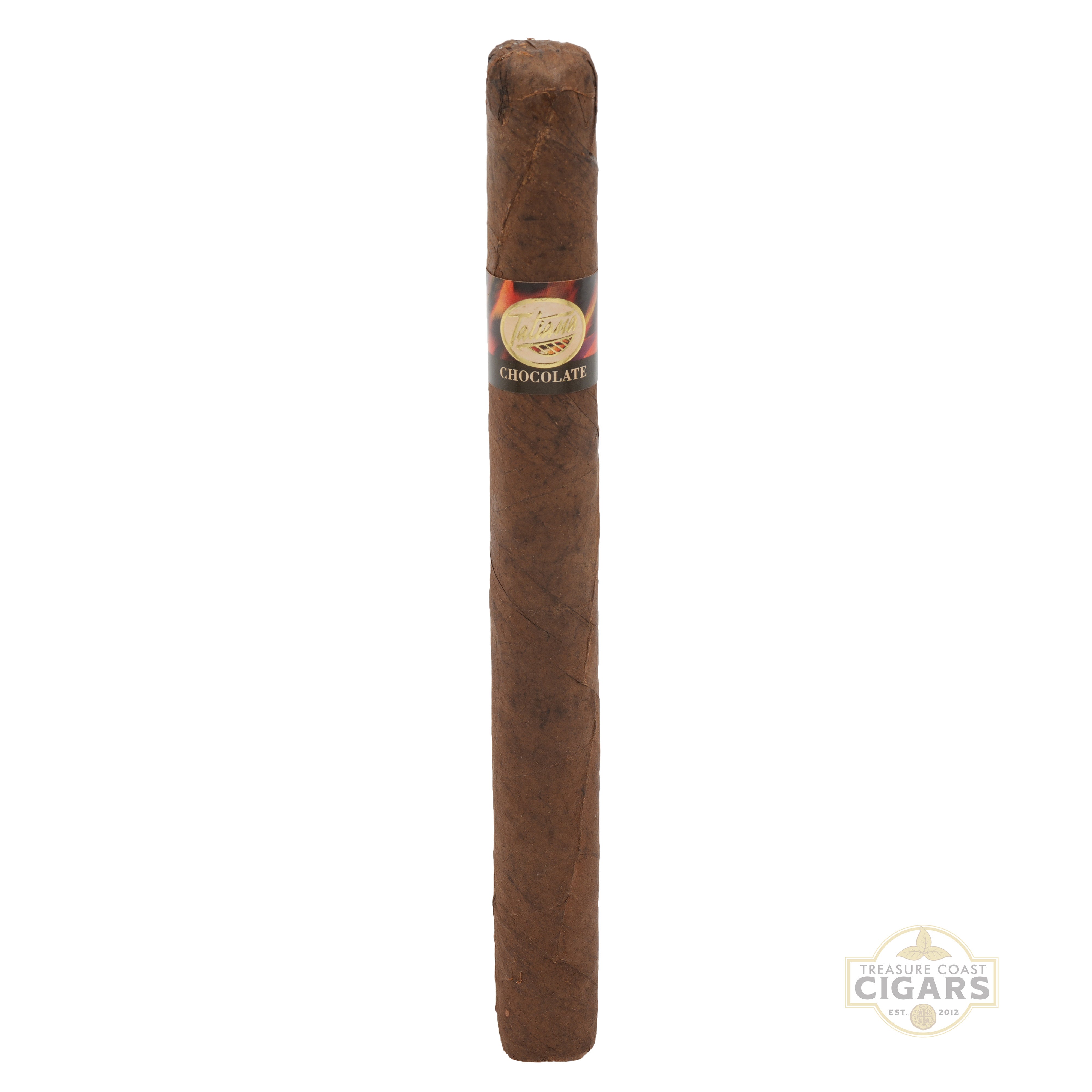 Chocolate-flavored cigar with a visible brand label on a white background