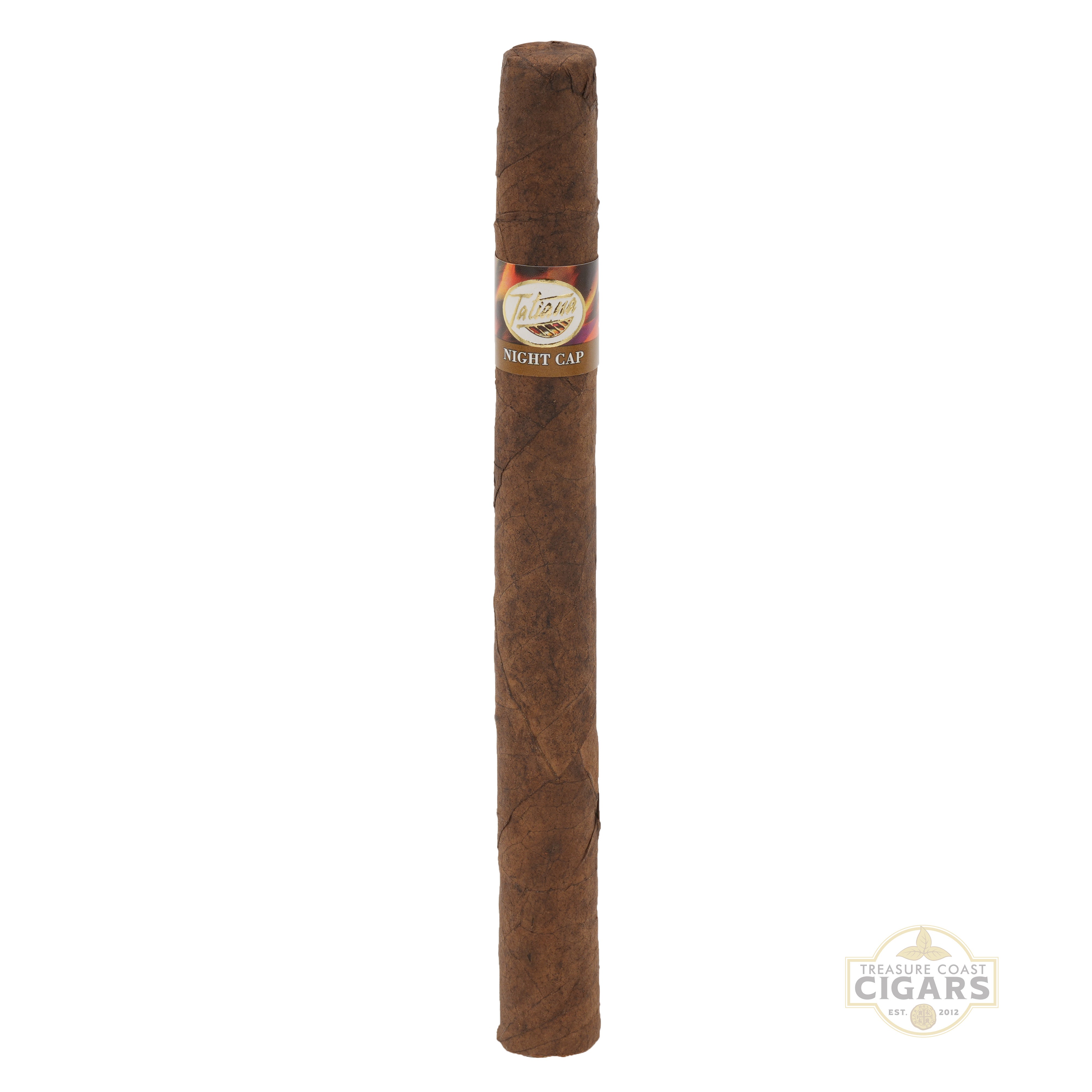 Cigar with a label on a white background
