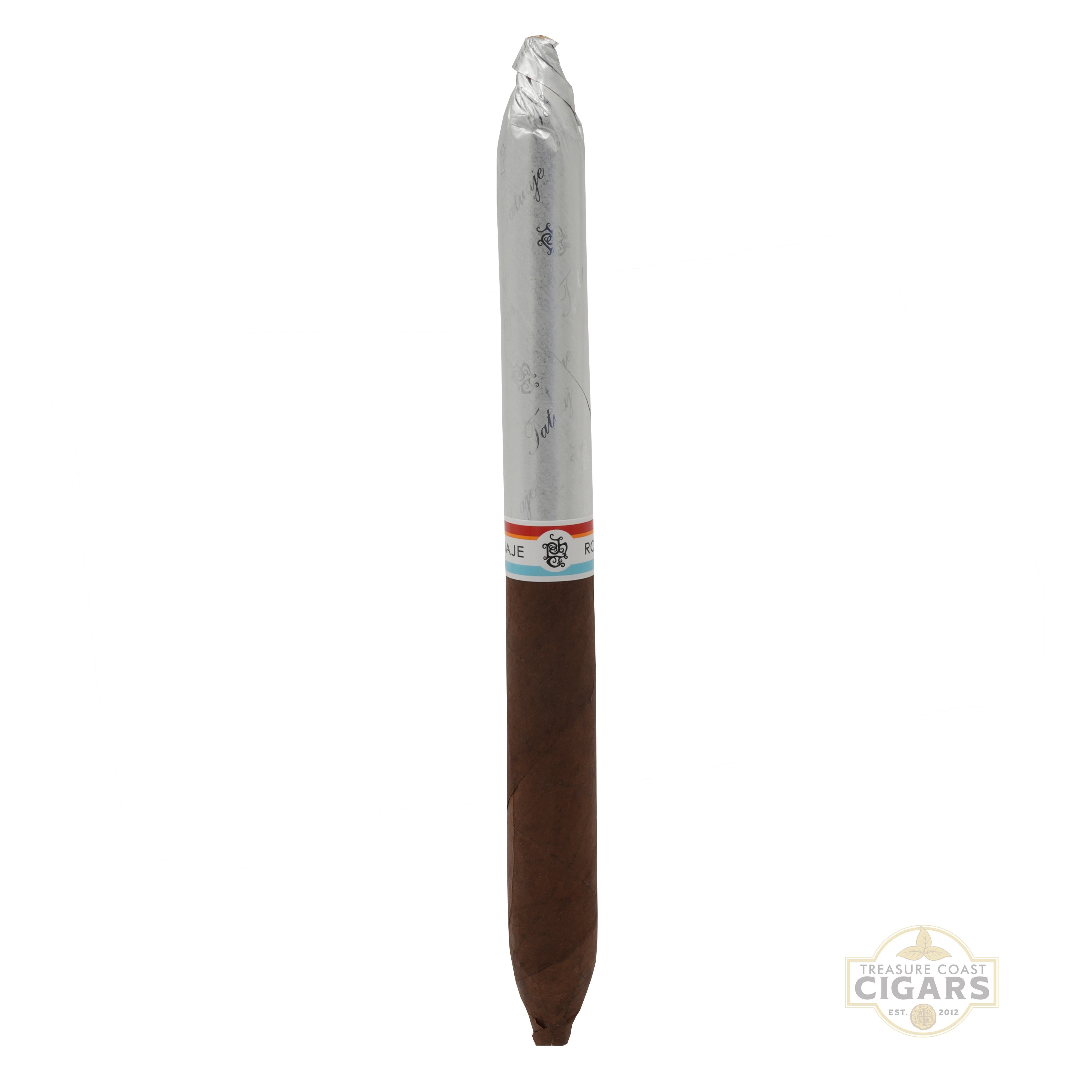 Tatuaje RC233 Cigar with silver foil wrapper on a white background