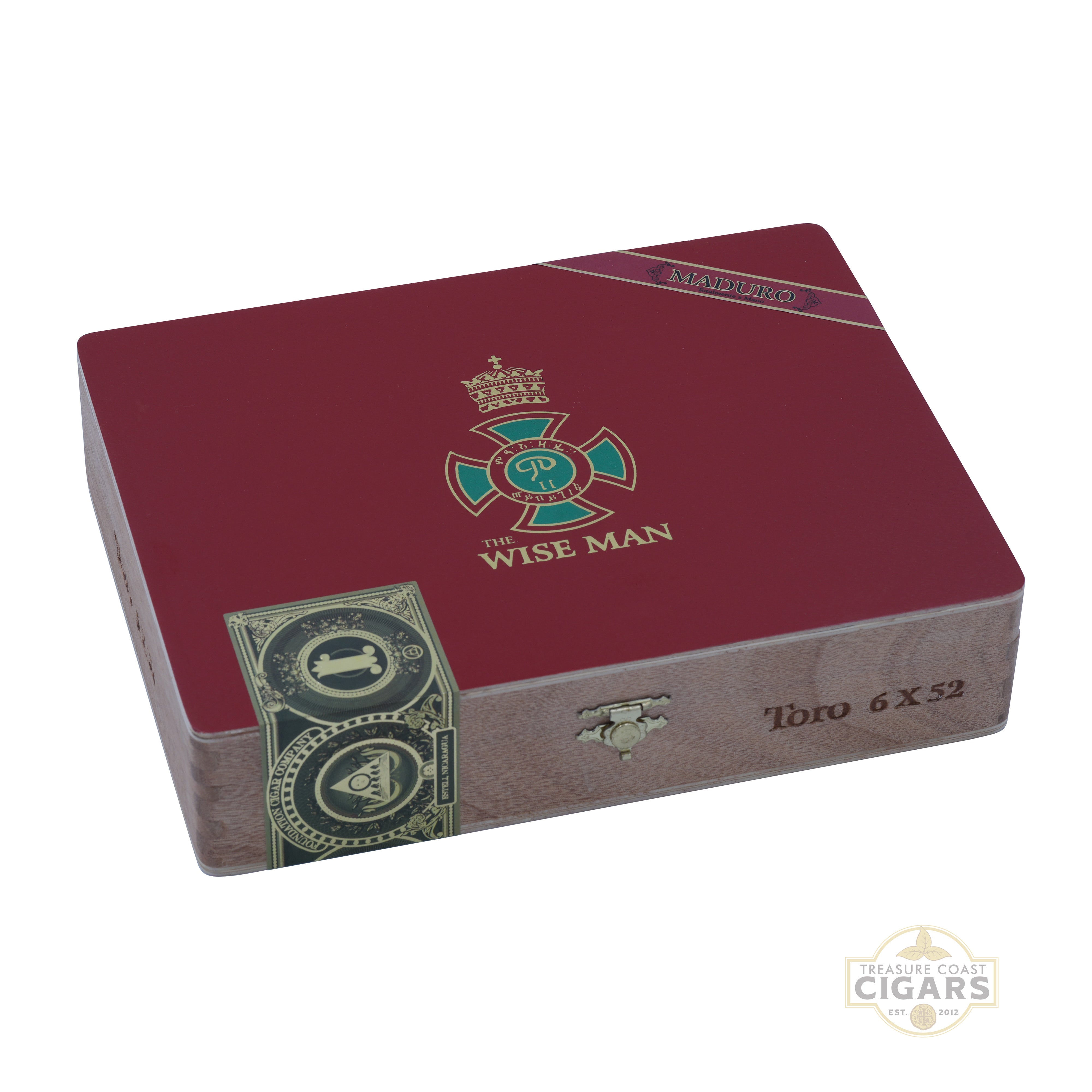Cigar box with 'The Wise Man' branding on a white background