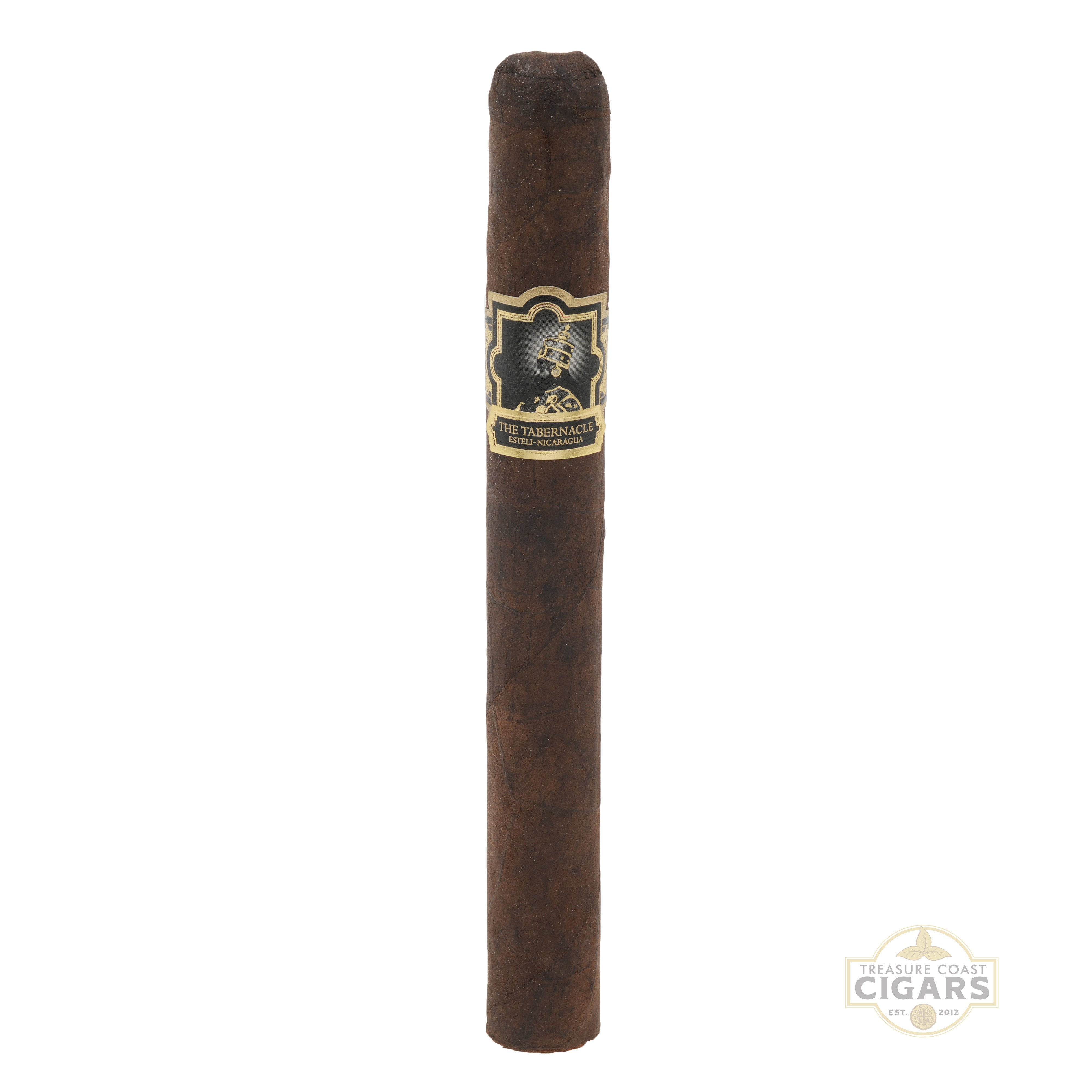 Cigar with a label on a white background