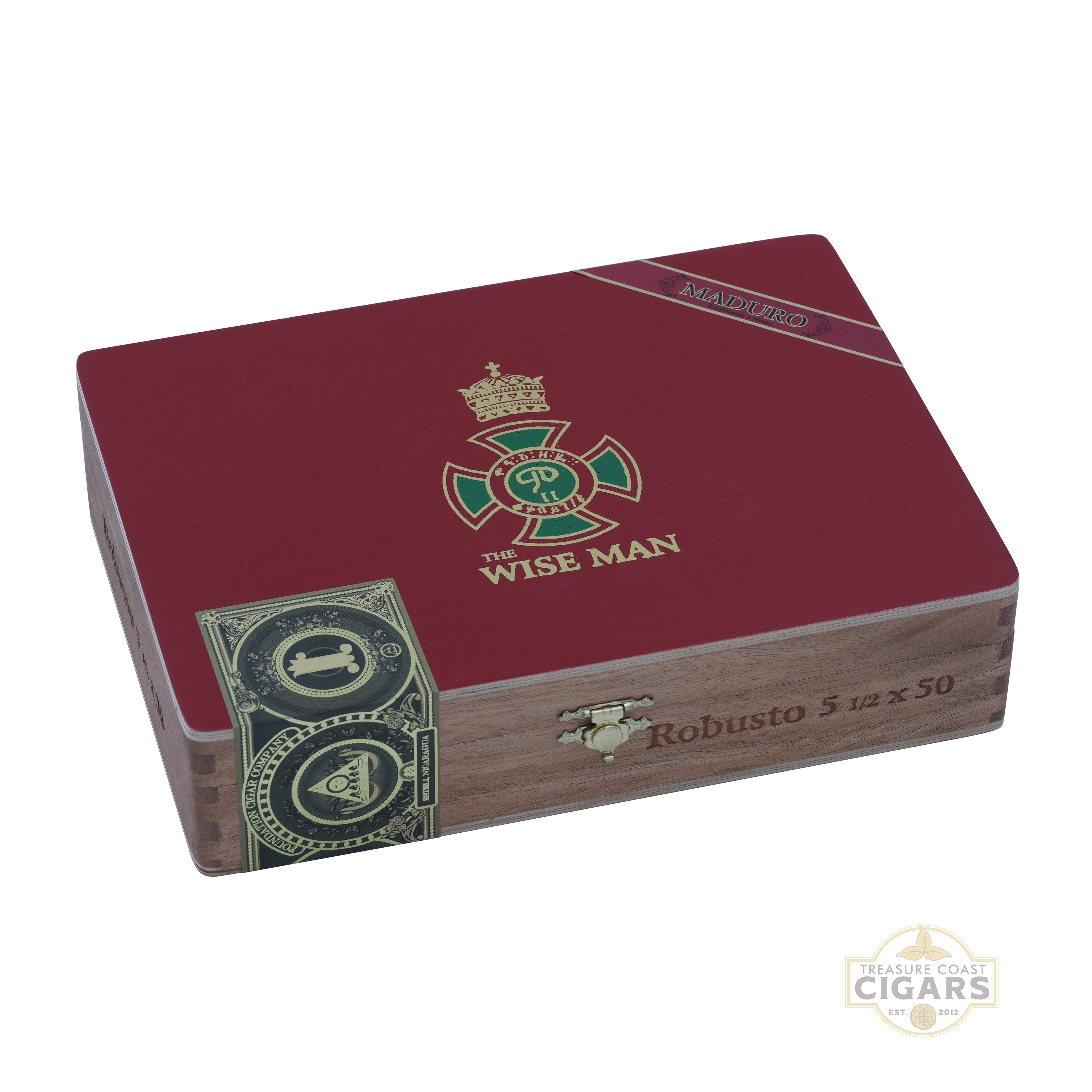 Cigar box with 'The Wise Man' branding on a white background