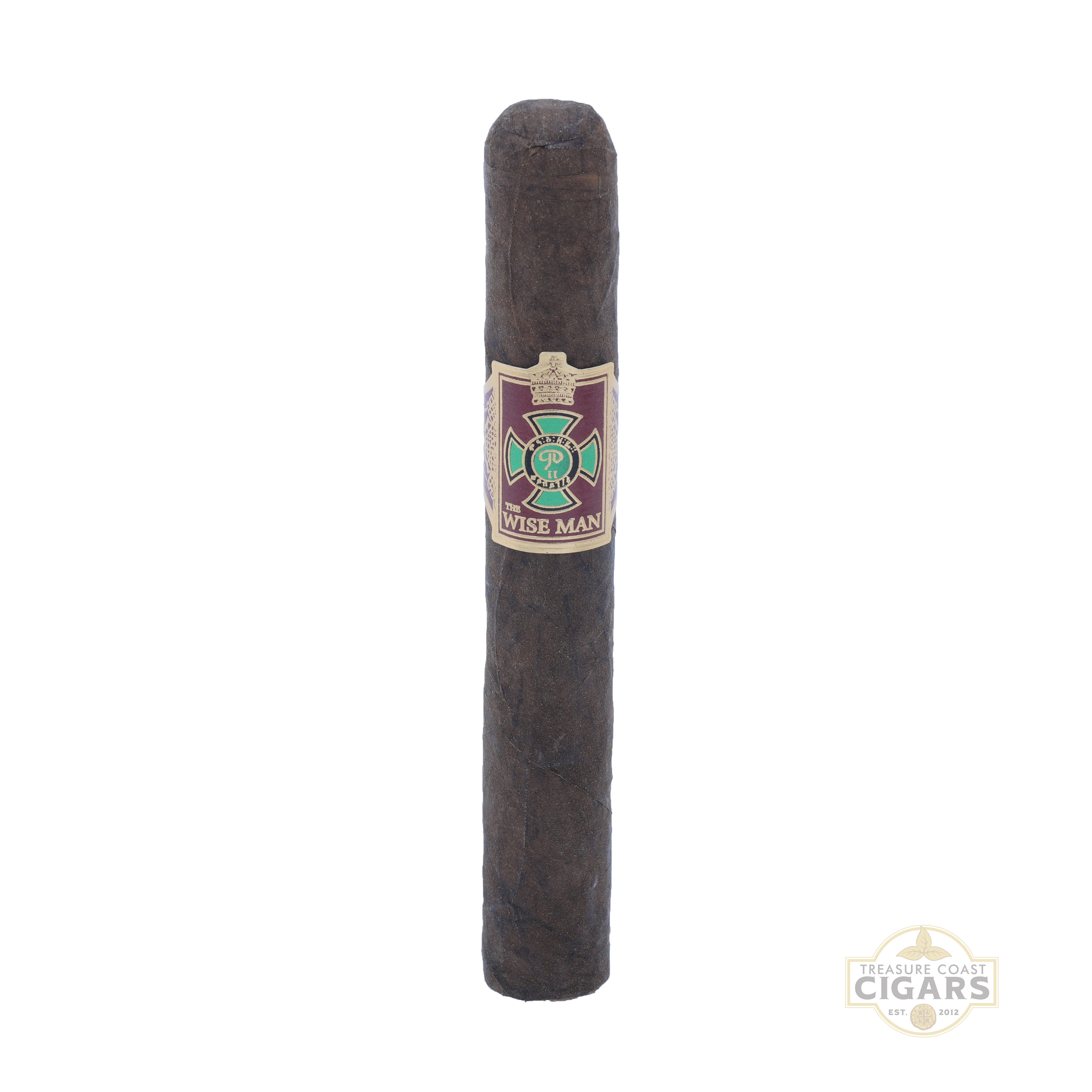 Cigar with a label on a white background