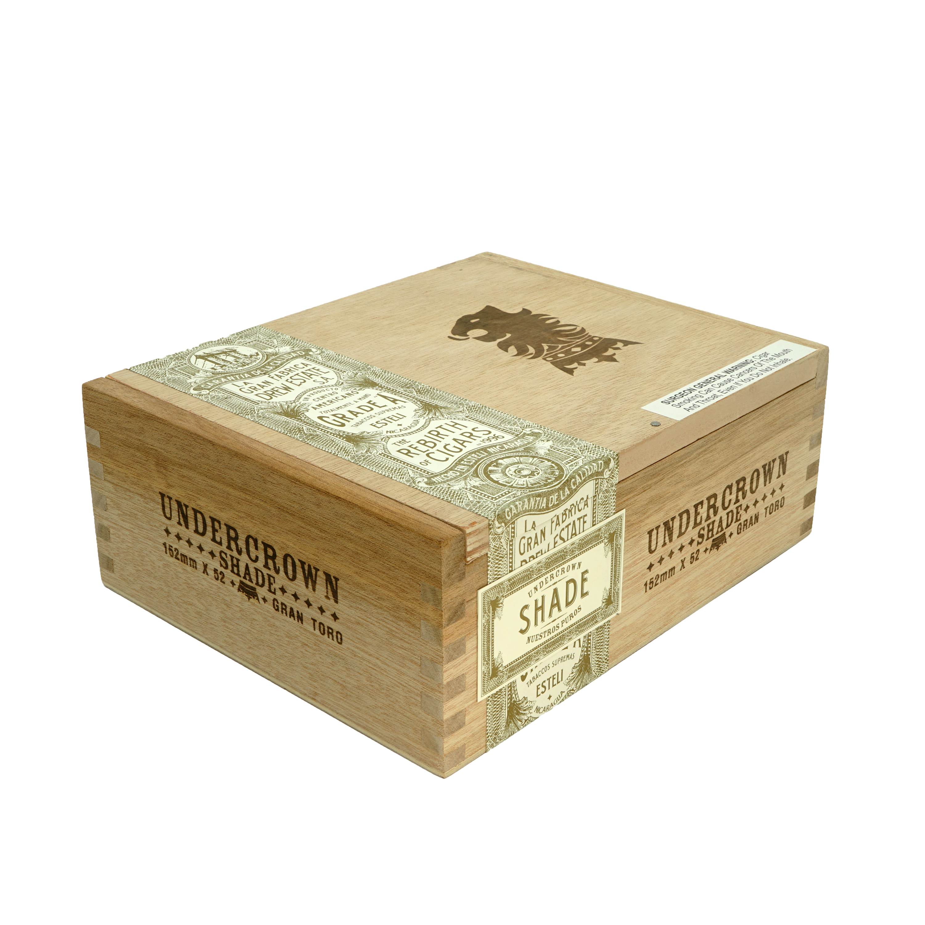  Closed Wooden cigar box with 'Undercrown' branding on a white background