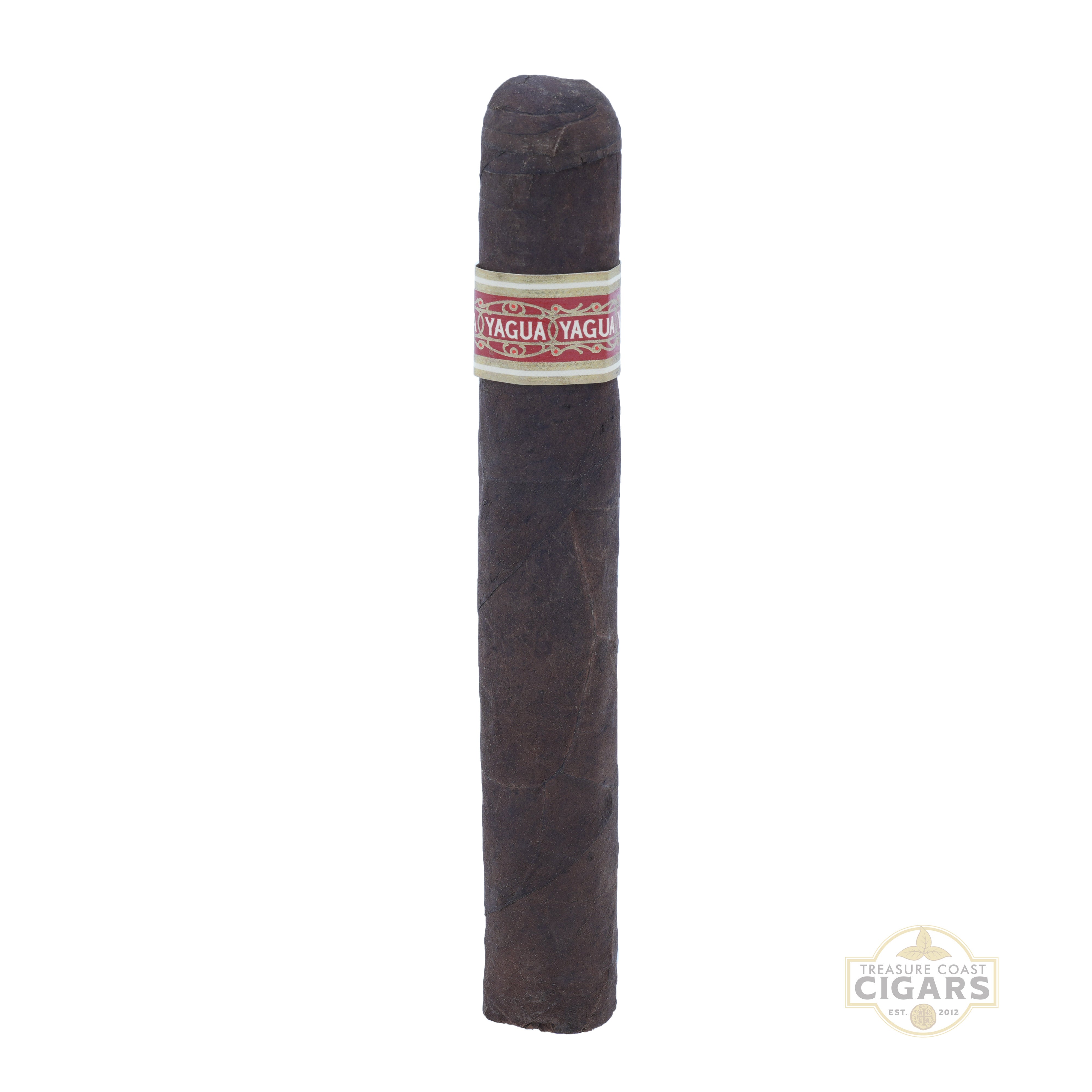 Yagua cigar with a visible band on a white background